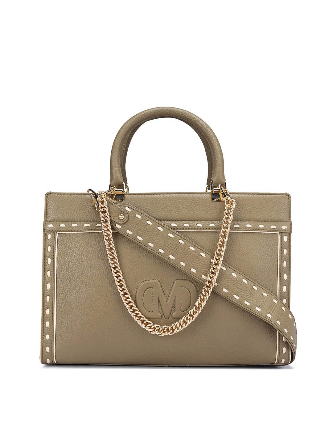 

Da Milano Textured Leather Structured Handheld Bag, Olive