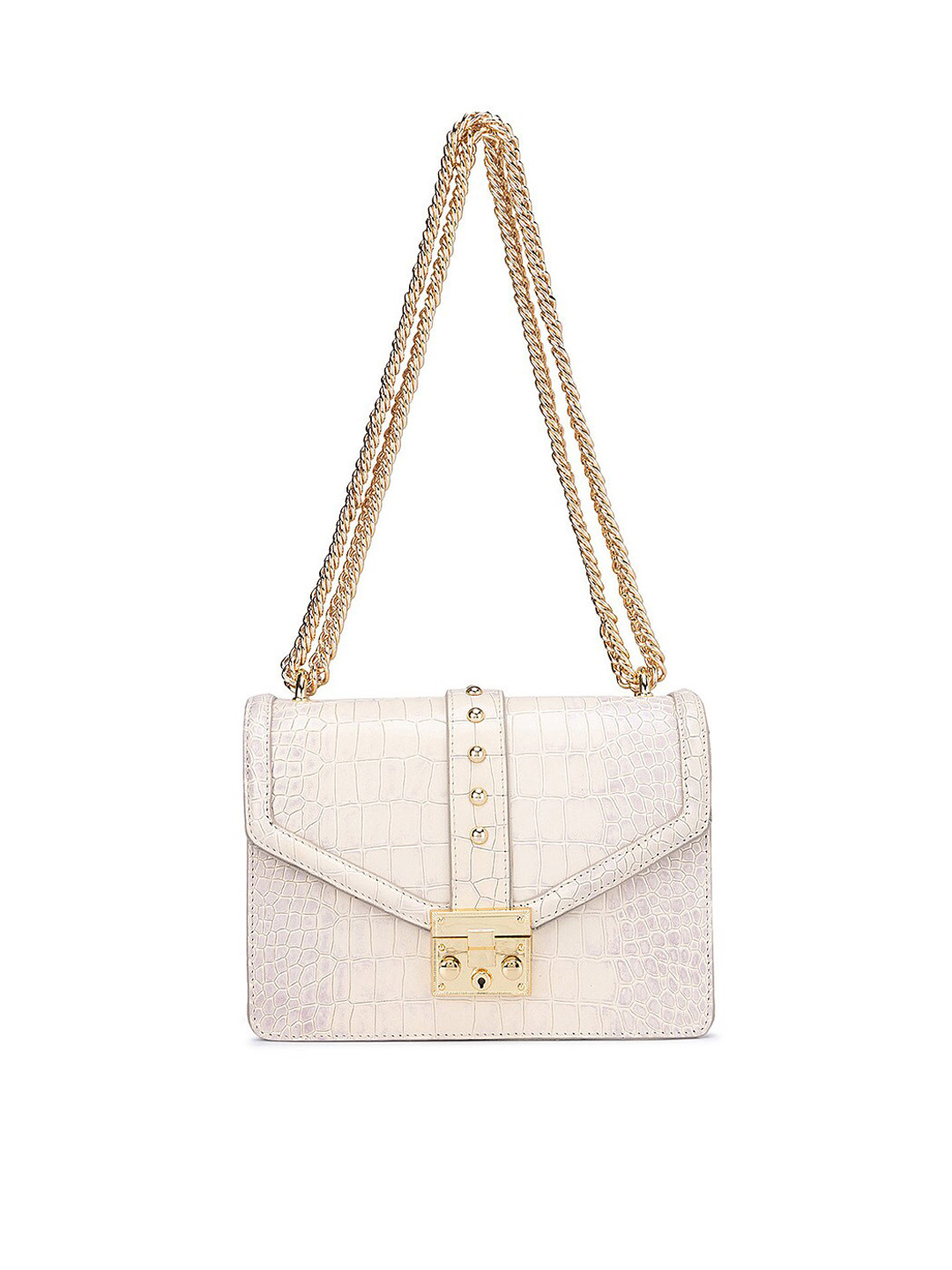 

Da Milano Embellished Leather Structured Shoulder Bag, White