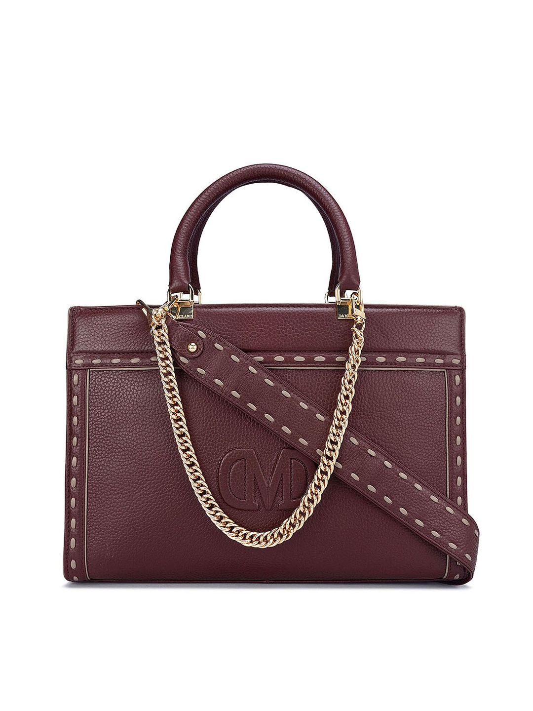

Da Milano Leather Structured Handheld Bag, Maroon