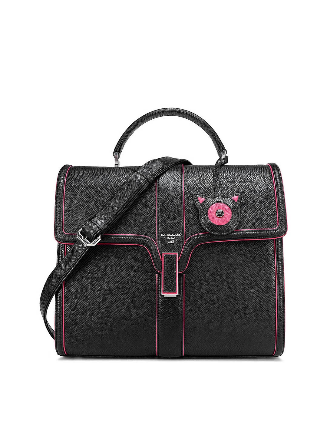 

Da Milano Leather Structured Satchel, Black