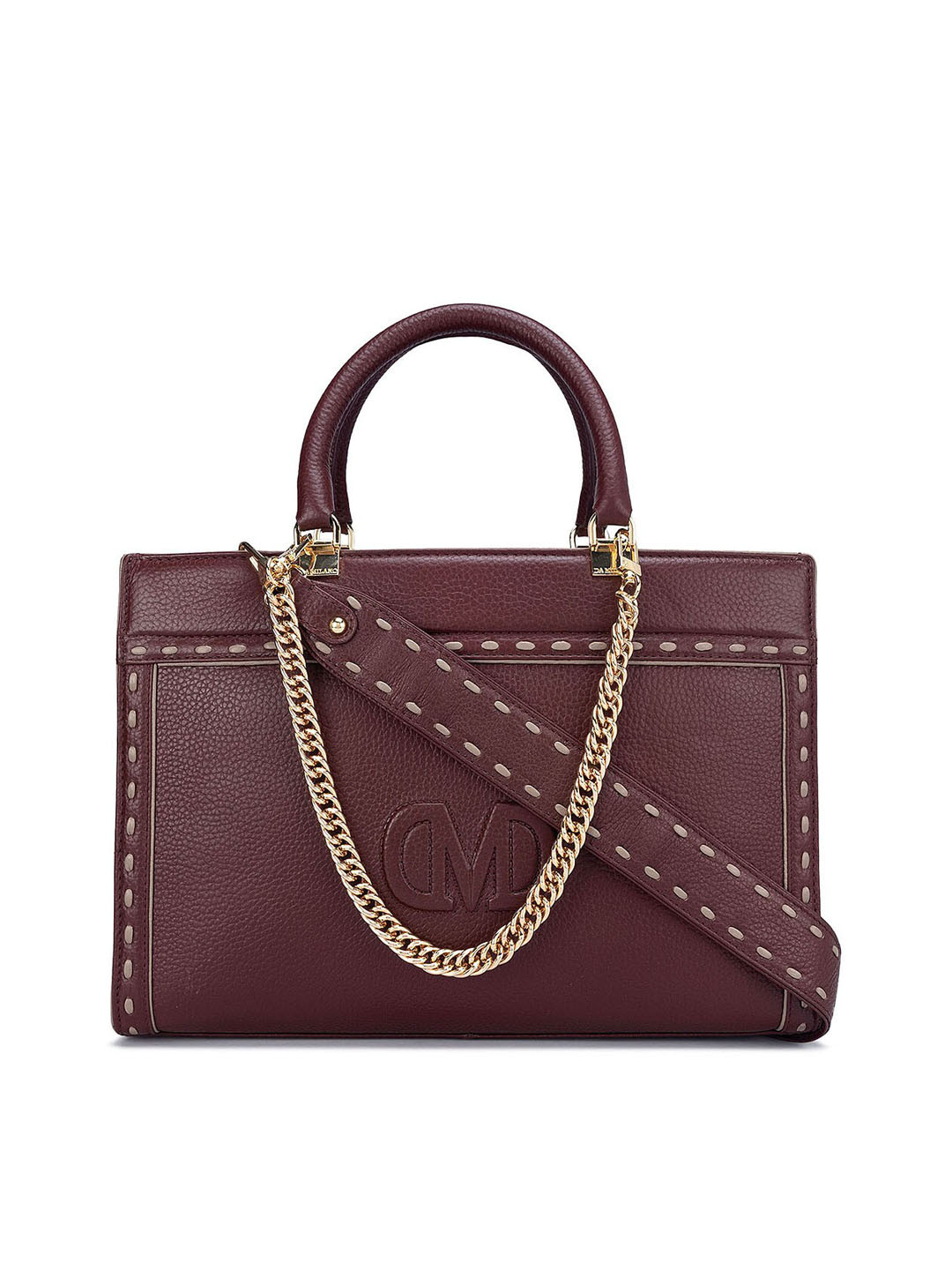 

Da Milano Leather Structured Handheld Bag, Maroon