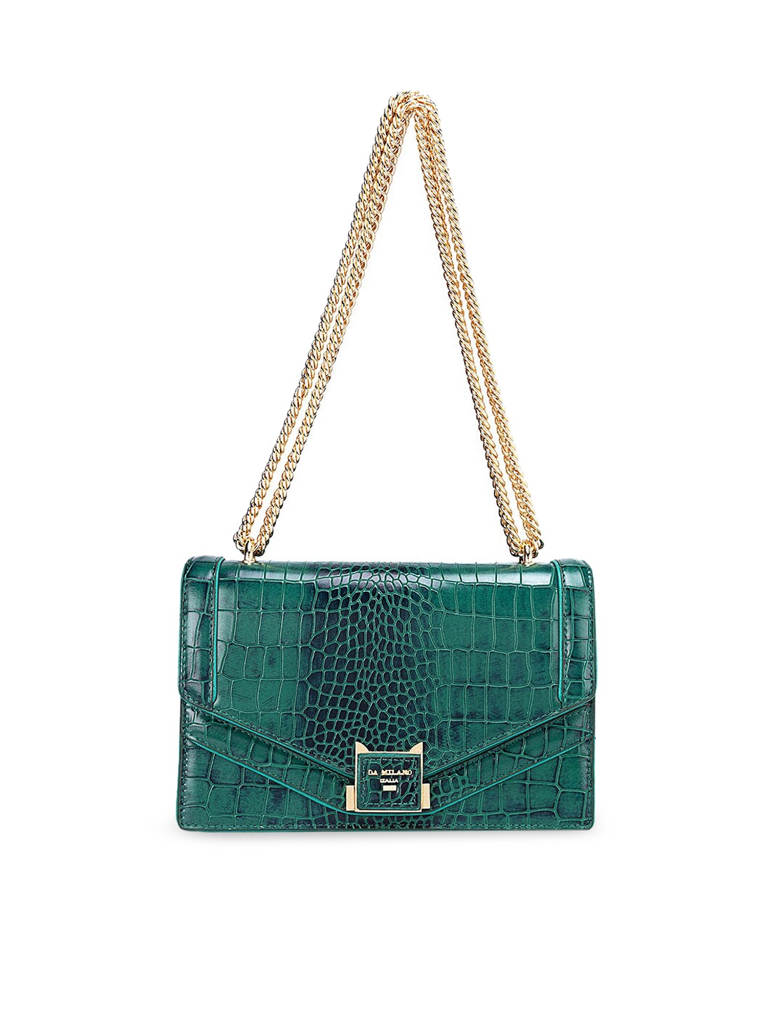 

Da Milano Textured Leather Swagger Sling Bag, Green