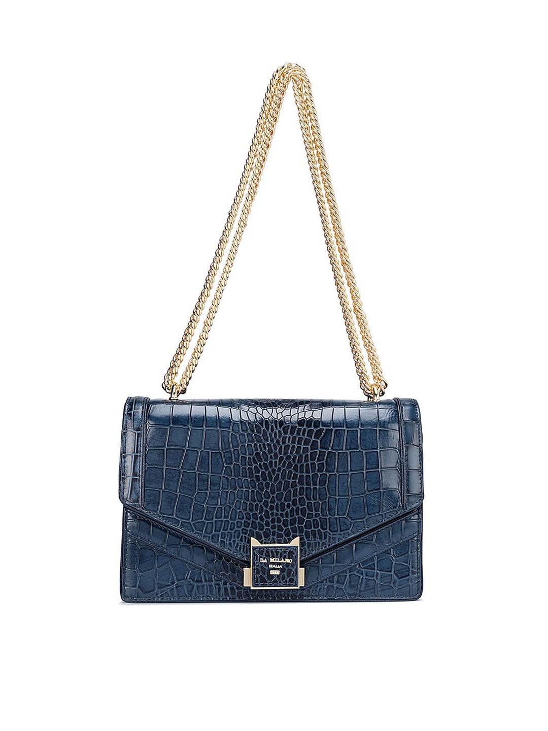 

Da Milano Textured Leather Structured Handheld Bag, Blue