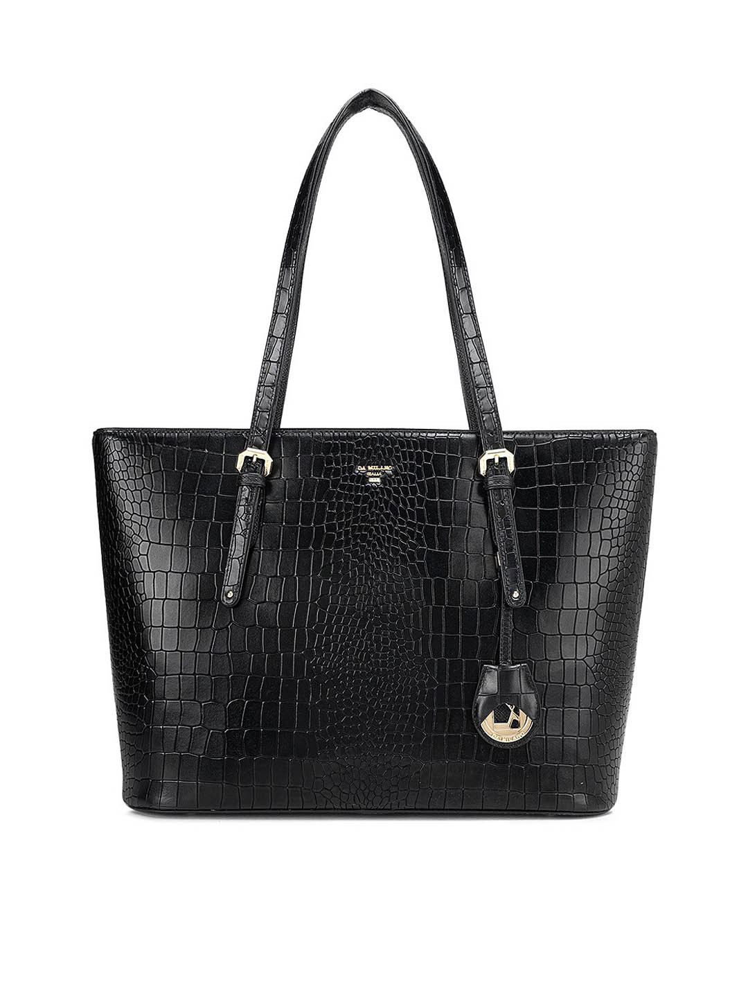 

Da Milano Textured Leather Structured Shoulder Bag, Black