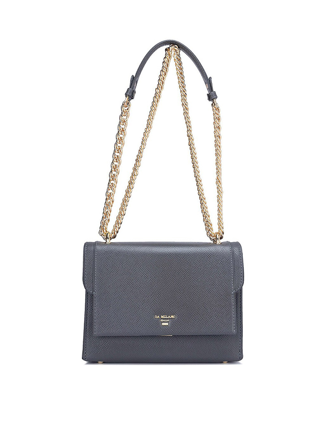 

Da Milano Textured Leather Structured Shoulder Bag, Grey