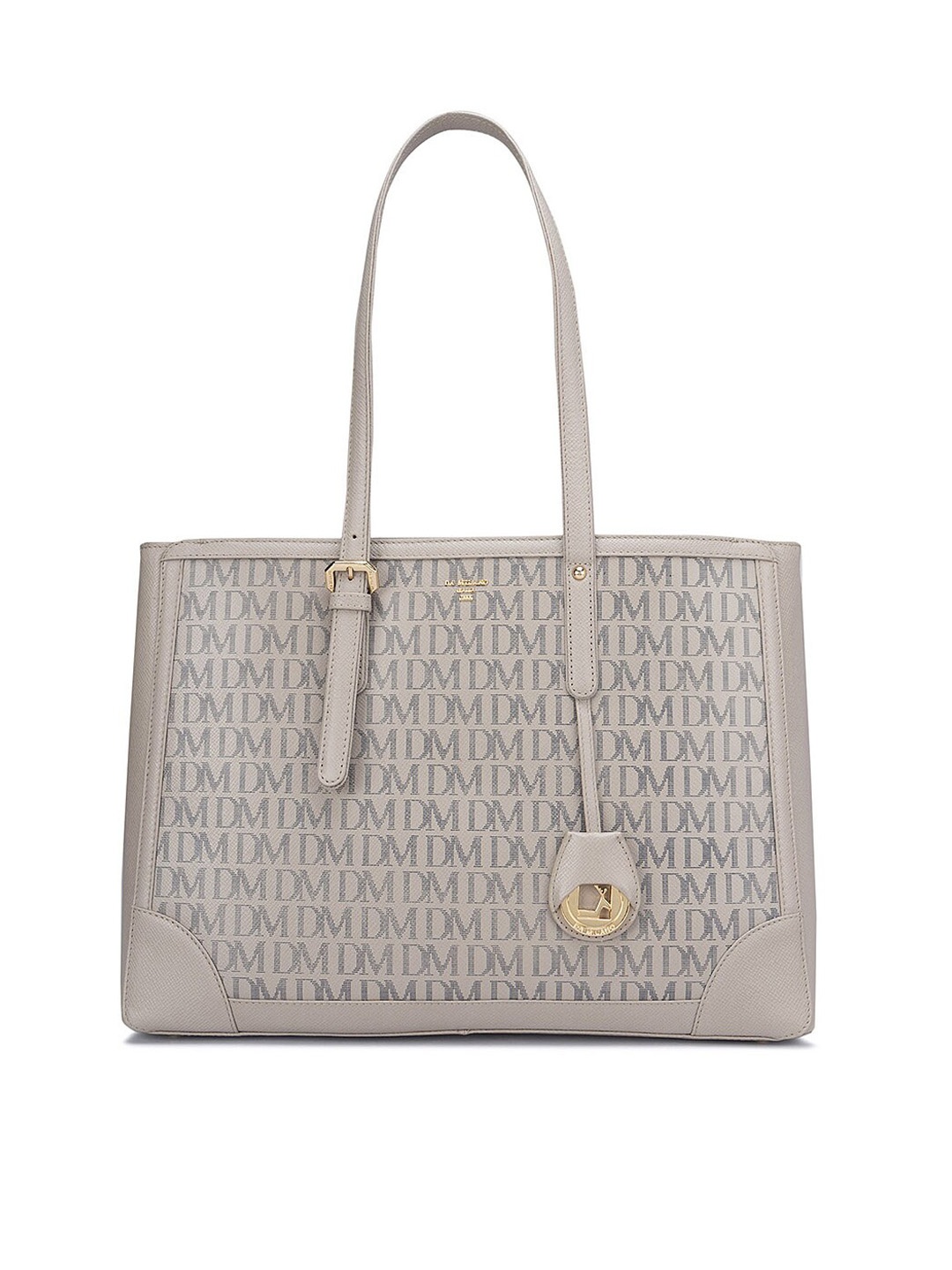 

Da Milano Printed Leather Structured Shoulder Bag, Grey