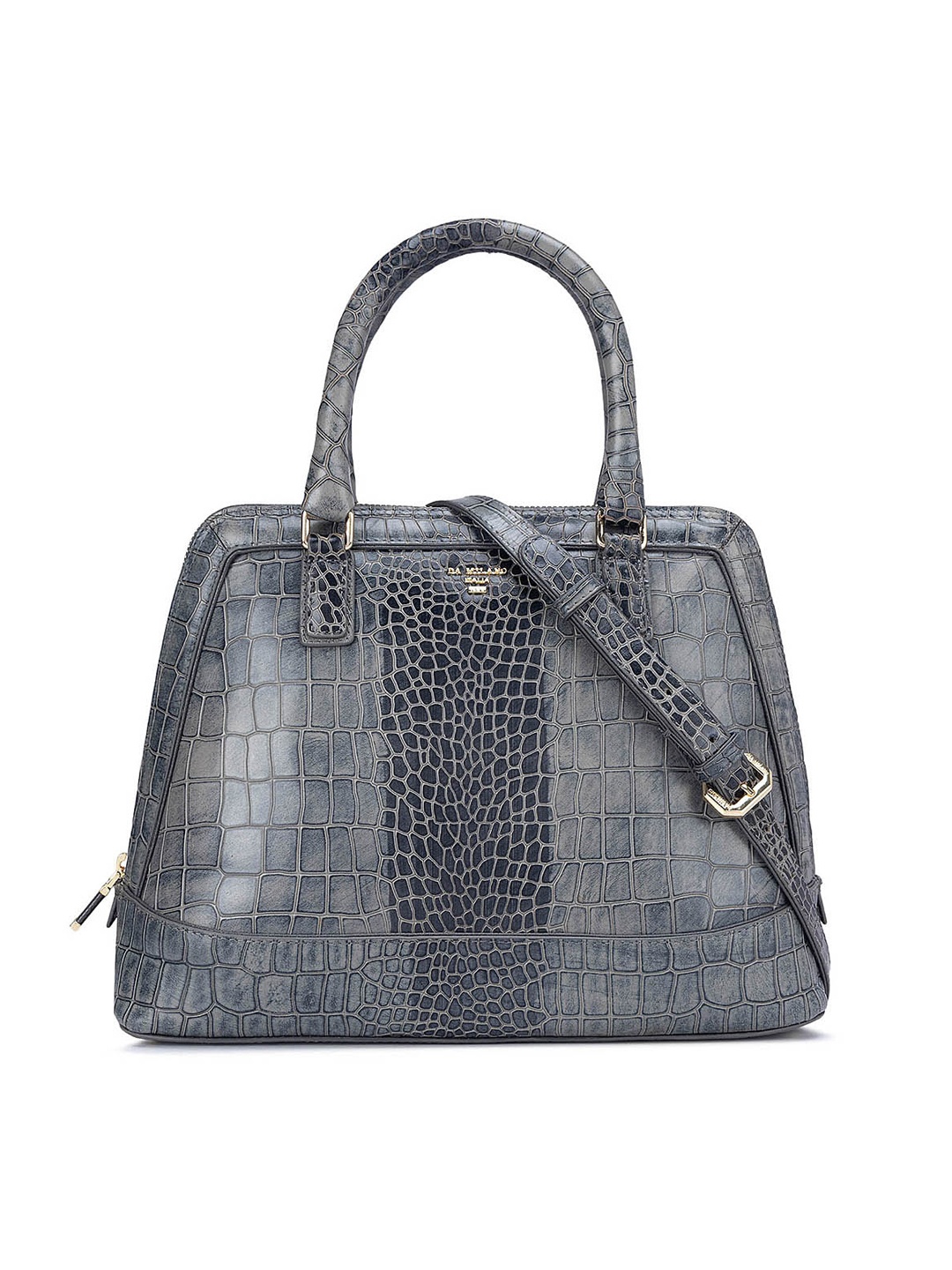 

Da Milano Textured Leather Structured Handheld Bag, Grey