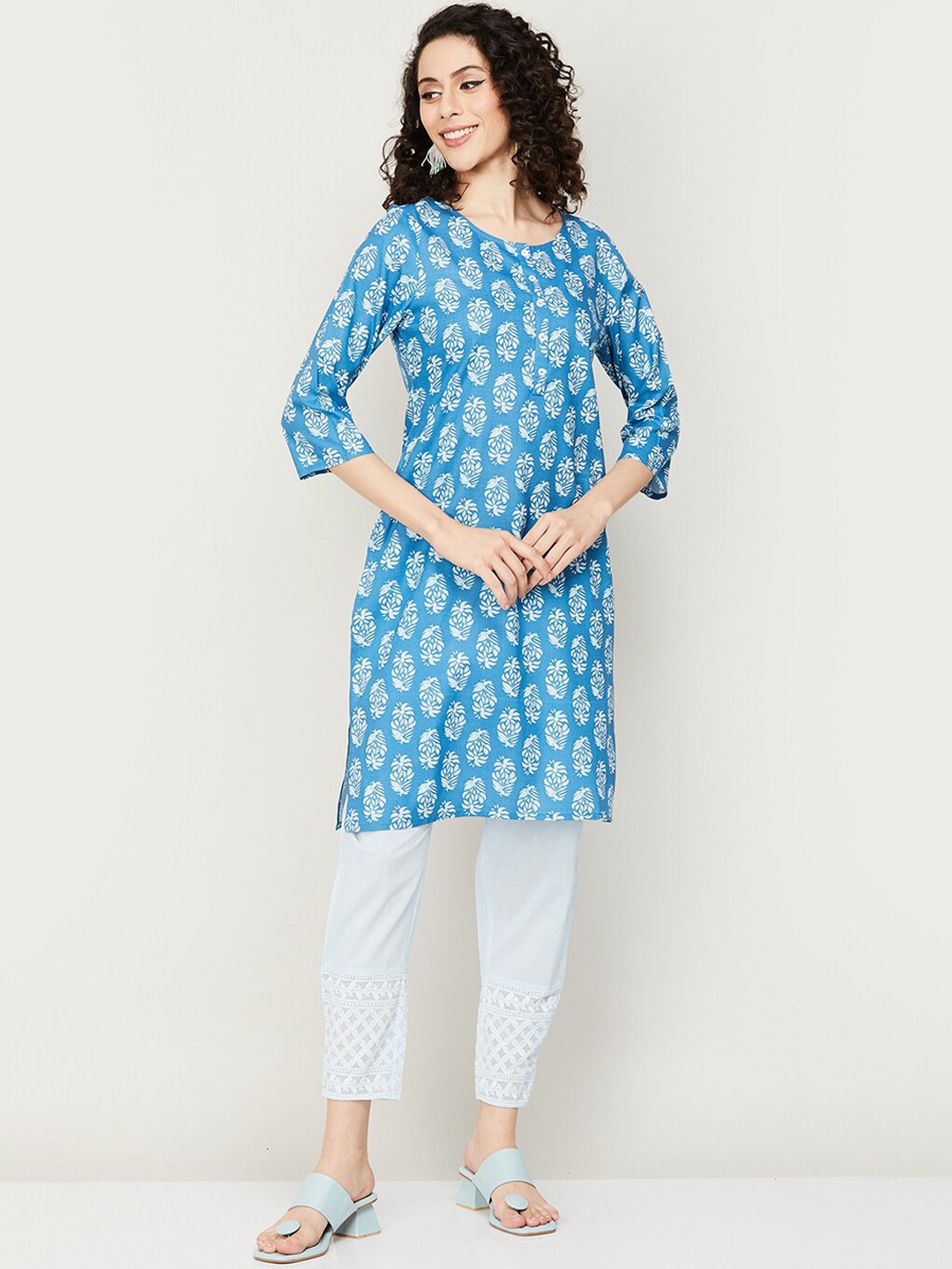 

Melange by Lifestyle Floral Printed Kurta, Blue