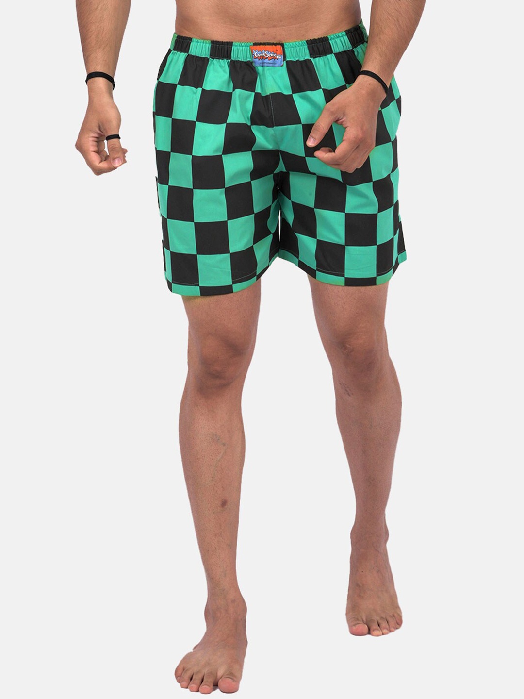 

COMICSENSE Men Printed Pure Cotton Boxers BXR003_TANJIRO_PATTREN_S, Green