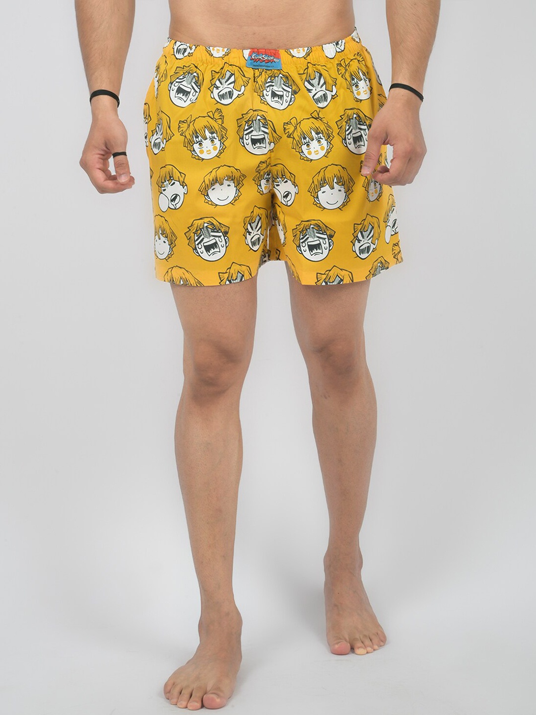 

COMICSENSE Men Printed Pure Cotton Boxers BXR001_ZENITSU_FACES_YLW_S, Yellow