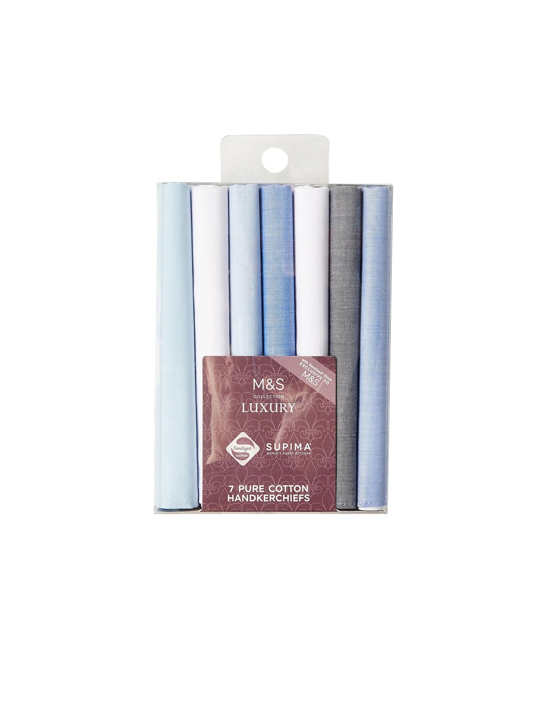 

Marks & Spencer Men Pack of 7 Pure Cotton Handkerchiefs, Blue