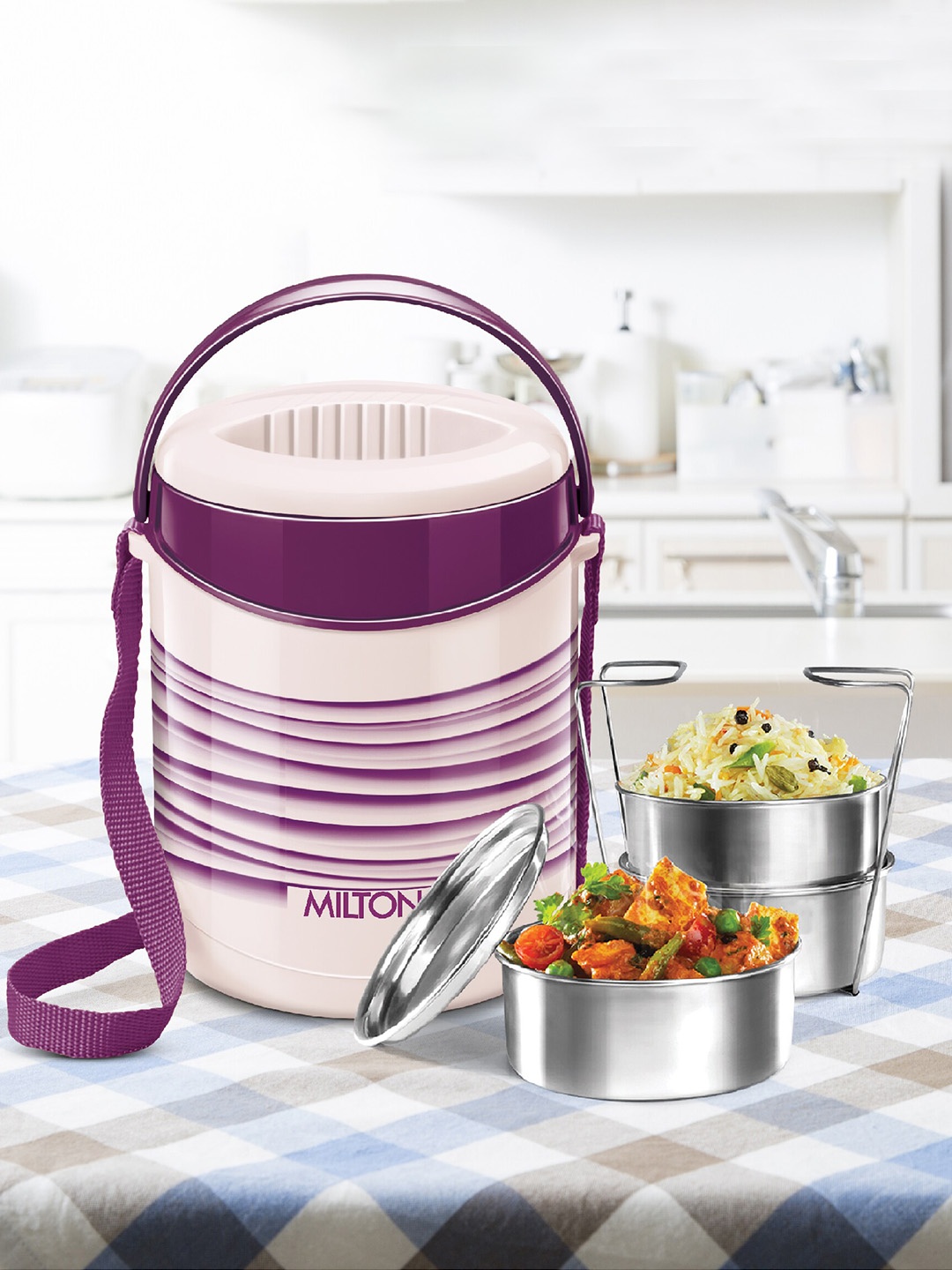 

Milton New Econa 3 Pcs Royal Pink Stainless Steel Tiffin Box 900 ml