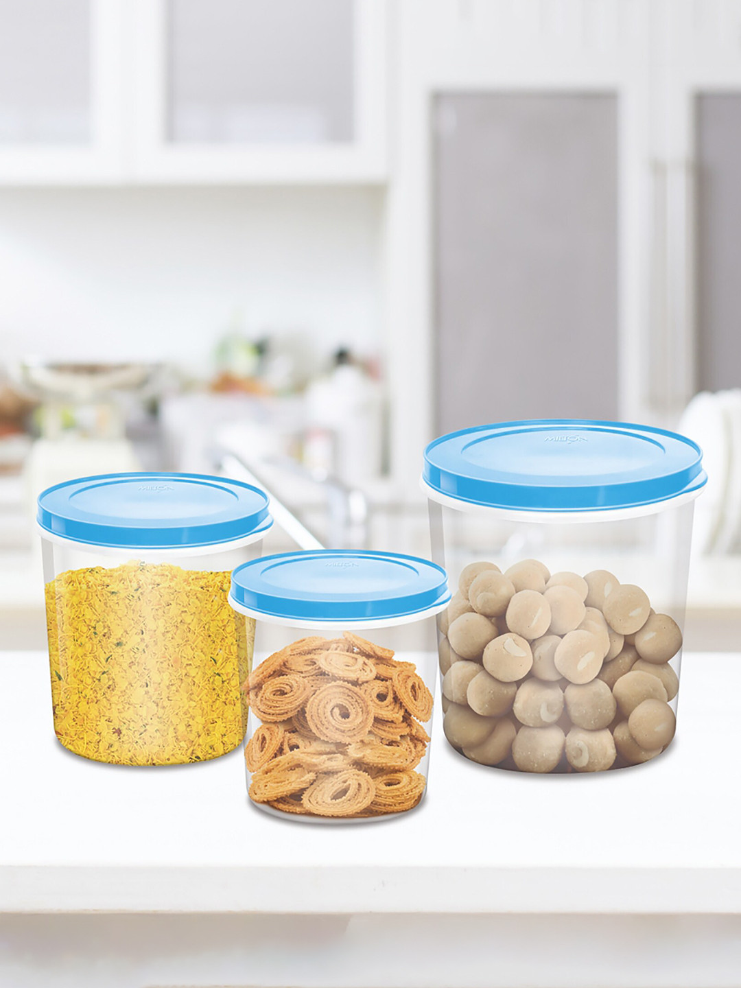 

Milton Storex Clear 3 Pcs Transparent Plastic Containers with Lid 4.86L 6.97L 10L