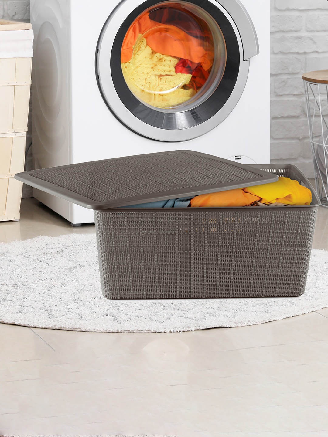 

Milton Dobby Brown Multipurpose Storage Medium Basket With Lid 11.5 L