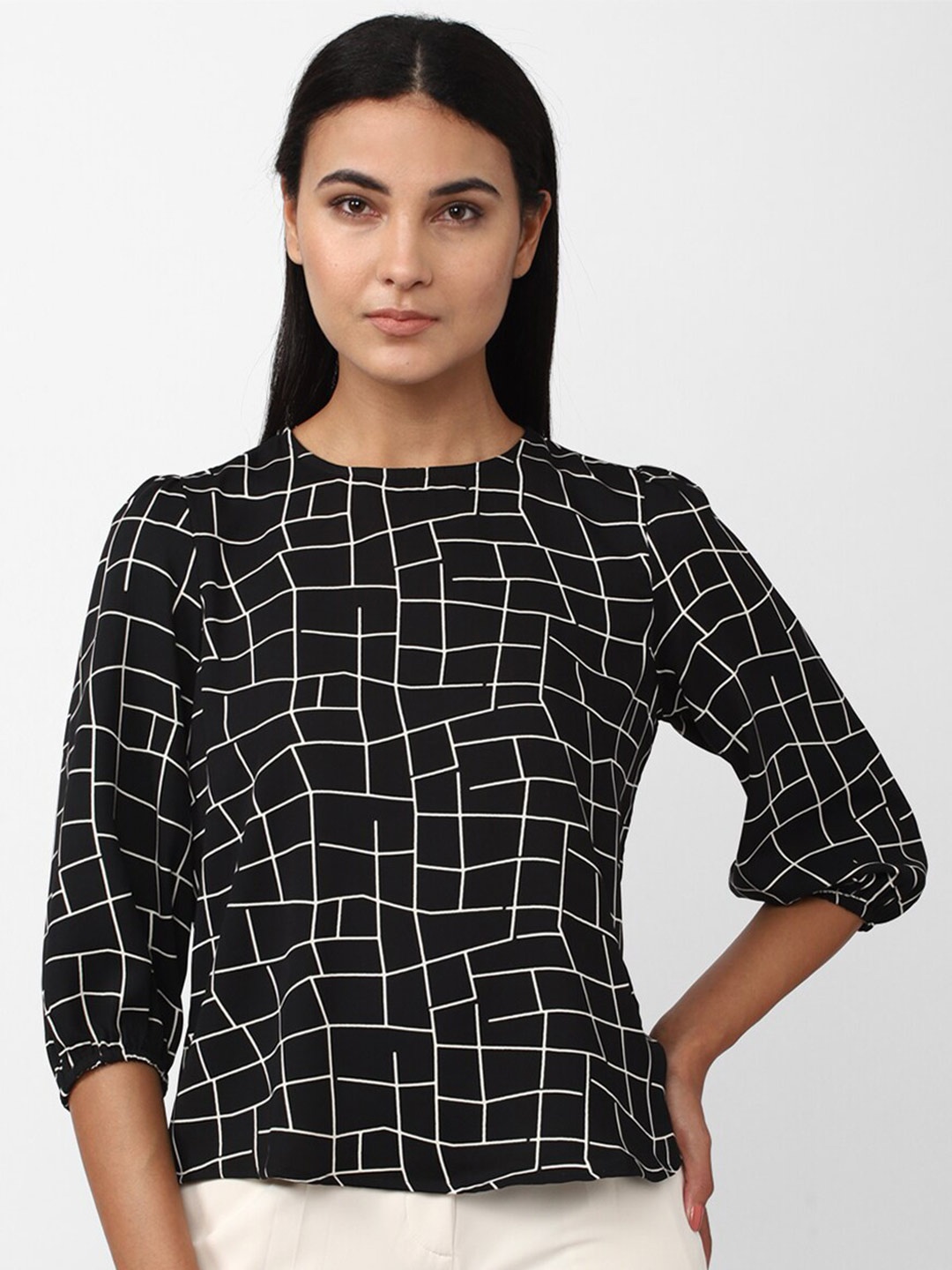 

Van Heusen Woman Checked Formal Top, Black