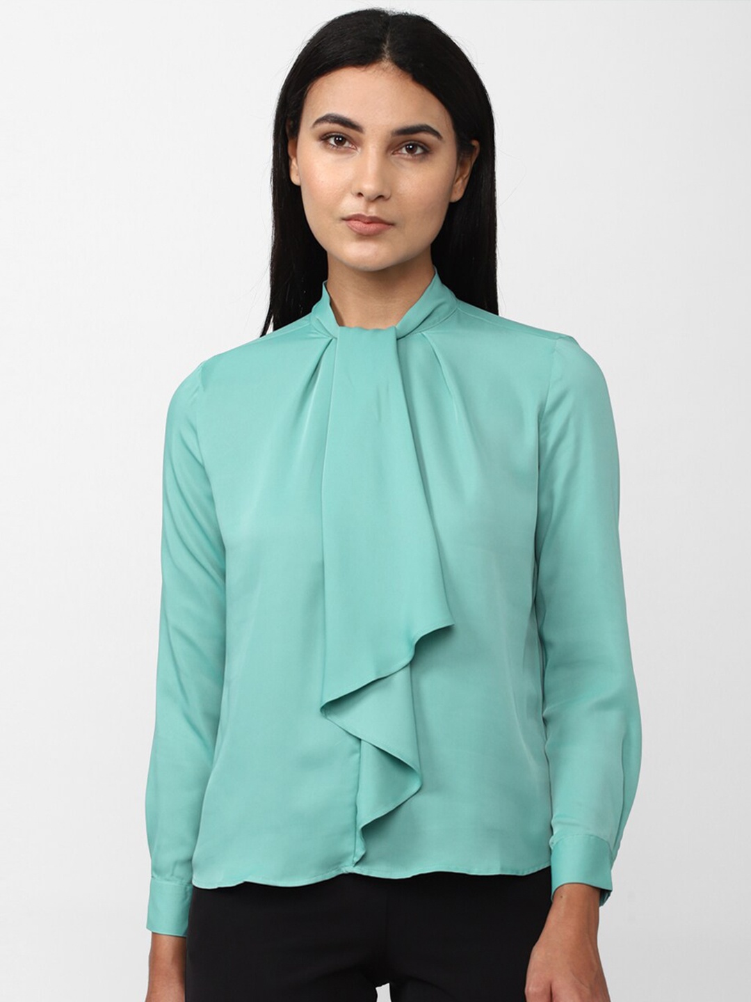 

Van Heusen Woman Solid Ruffled Gathered Or Pleated Top, Sea green