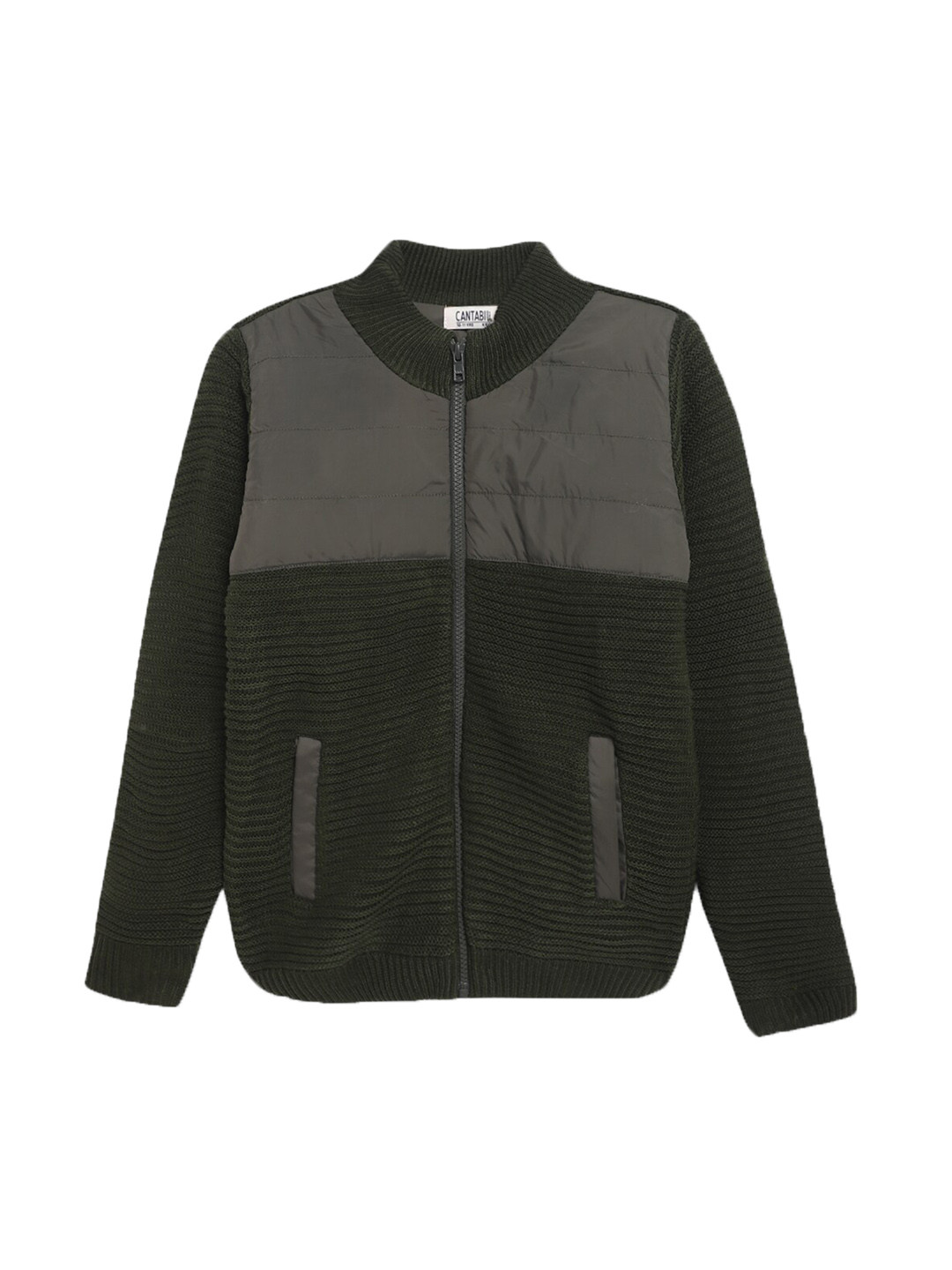 

Cantabil Boys Striped Lightweight Padded Jacket, Olive