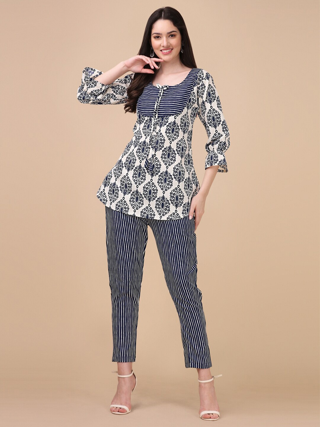 

GUFRINA Women Printed Top with Trousers, Blue