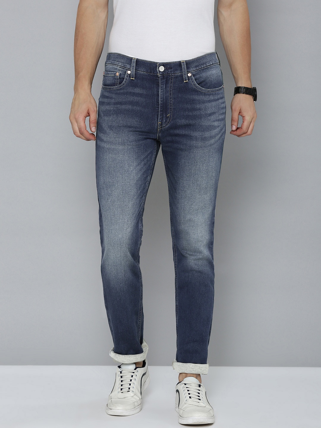 

Levis Men Slim Fit Low-Rise Heavy Fade Stretchable Jeans, Blue