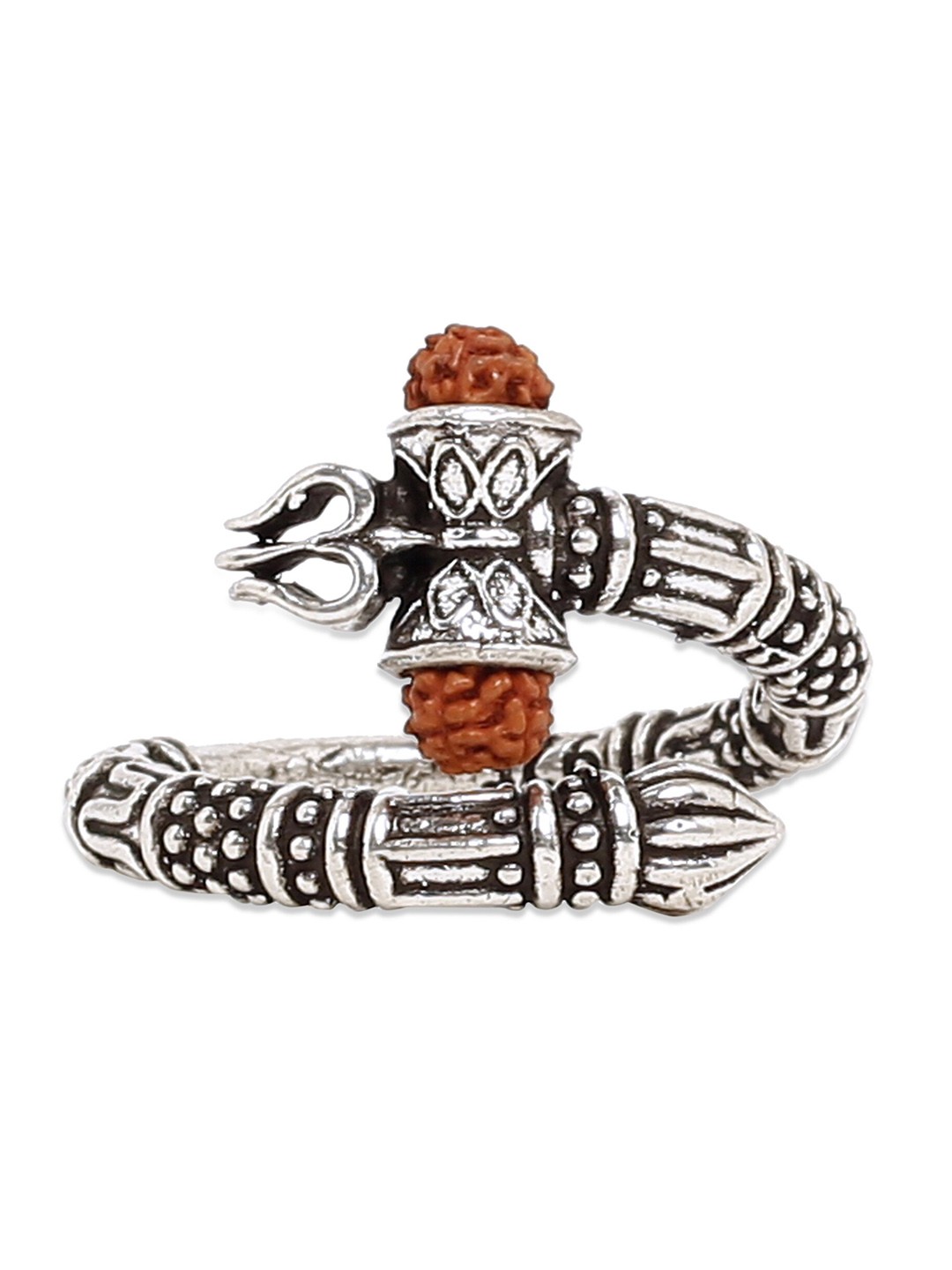 

ahilya Silver-Plated 925 Sterling Silver Rudraksha FingerRing, Brown