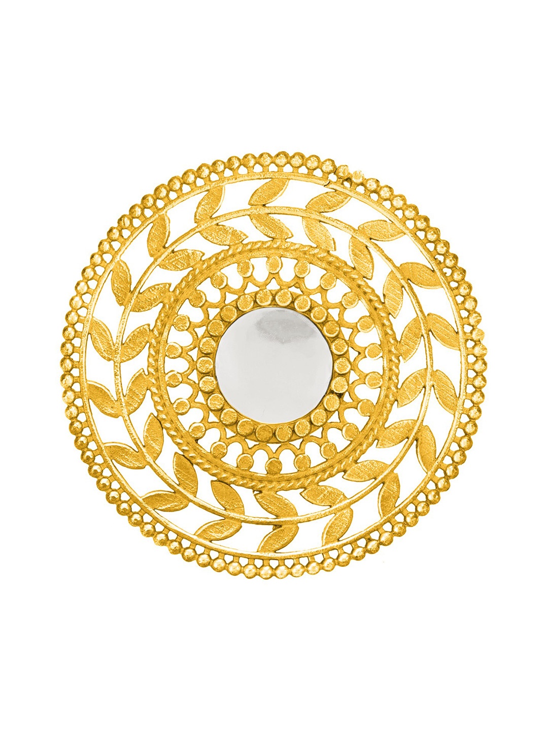 

ahilya 92.5 Sterling Silver Gold-Plated Mirror Adjustable Finger Ring