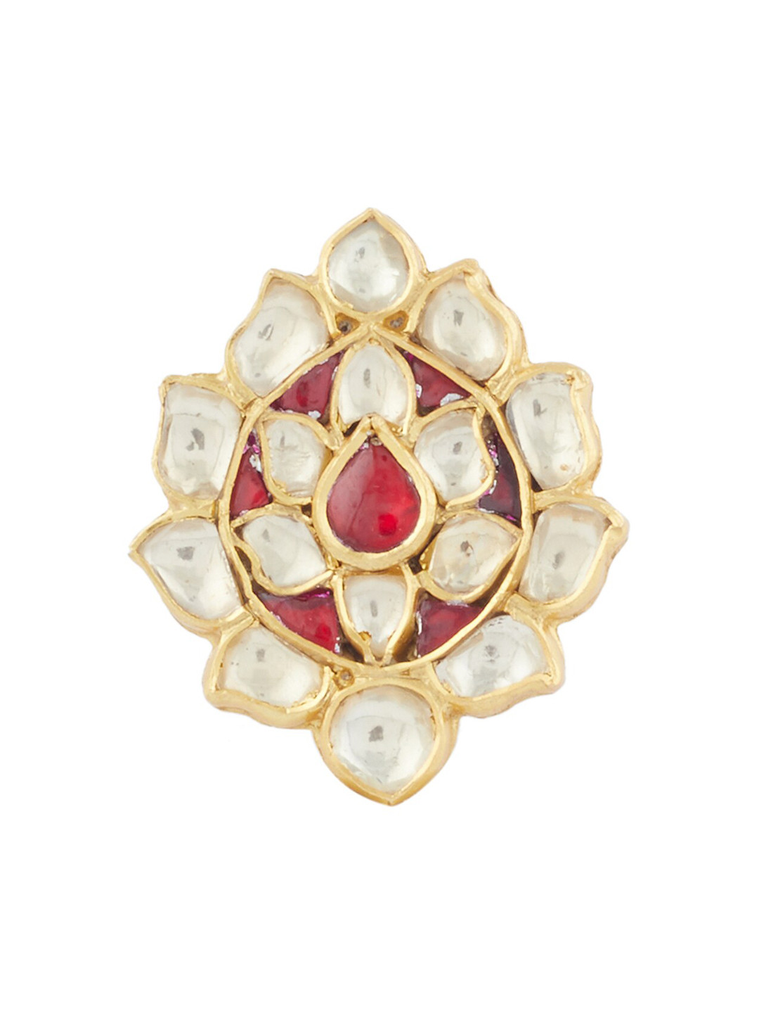 

ahilya Gold-Plated & Kundan-Studded Cocktail Finger Ring, White