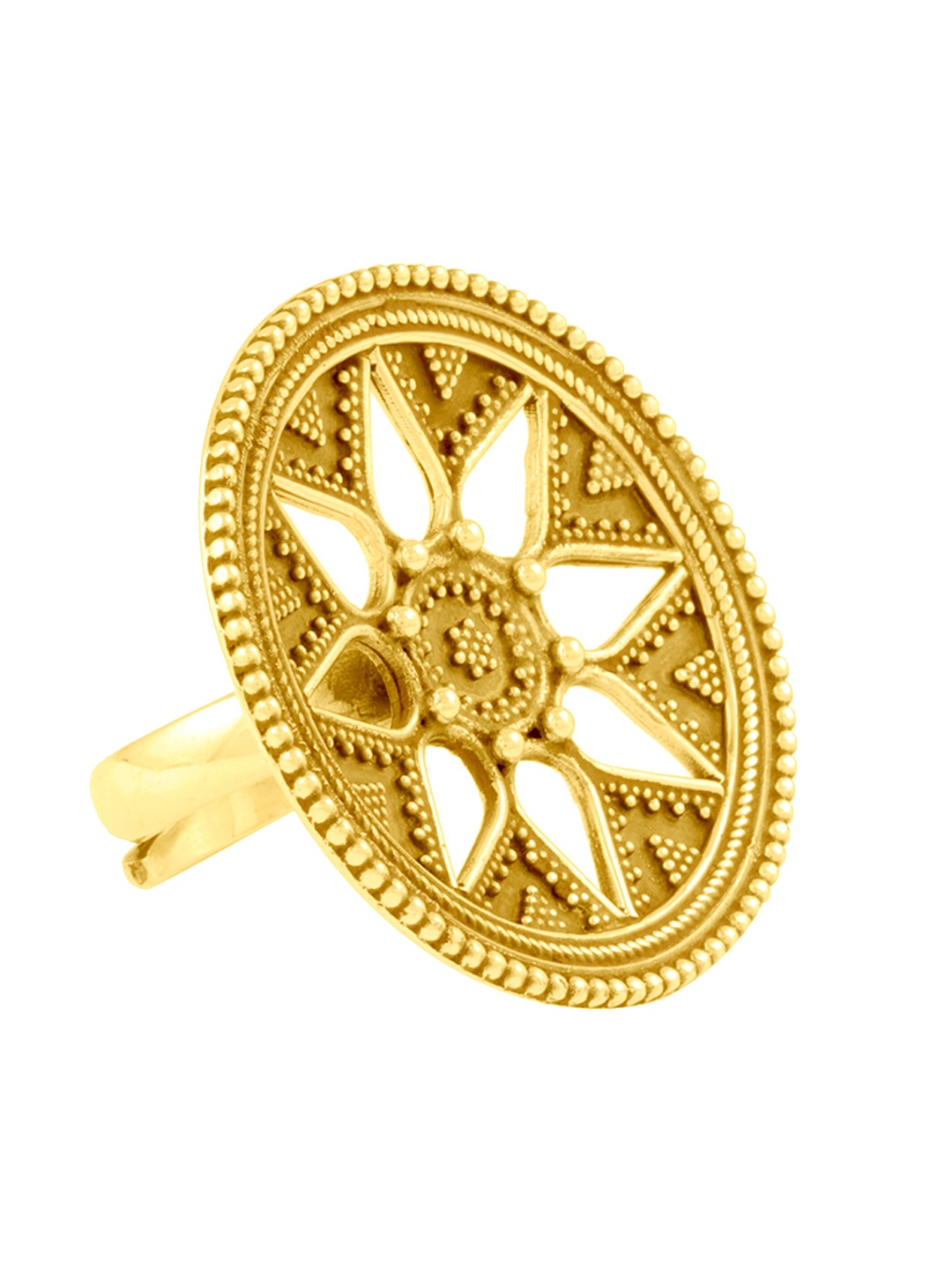 

ahilya 92.5 Sterling Silver Gold-Plated Adjustable Finger Ring