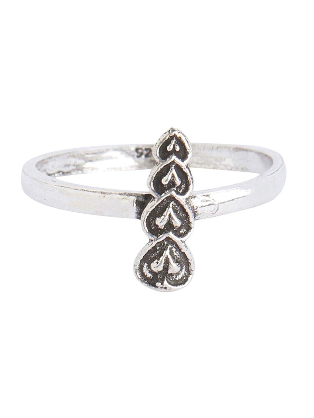 

ahilya 92.5 Sterling Silver Silver-Plated Heart Adjustable Finger Ring