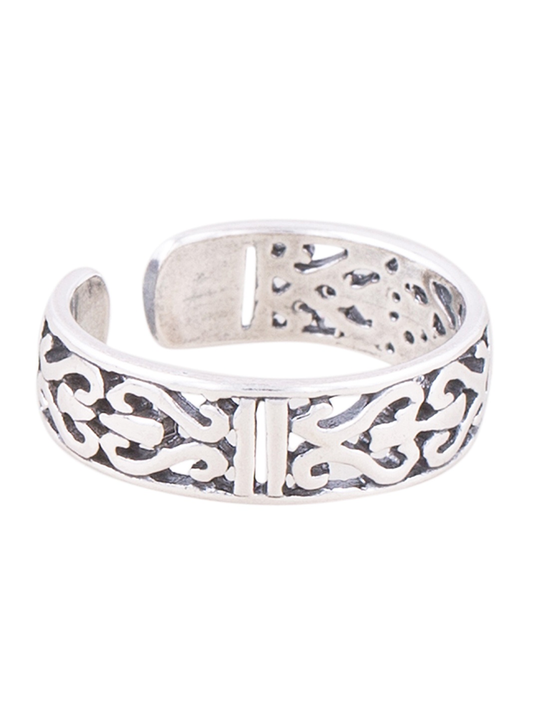 

ahilya Silver-Plated 92.5 Sterling Silver Adjustable Finger Ring