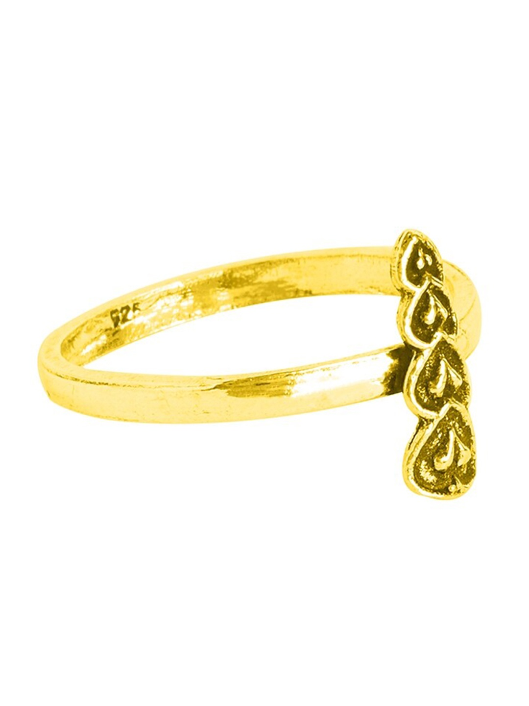 

ahilya Gold-Plated 925 Sterling Silver Vertical Heart Finger Ring