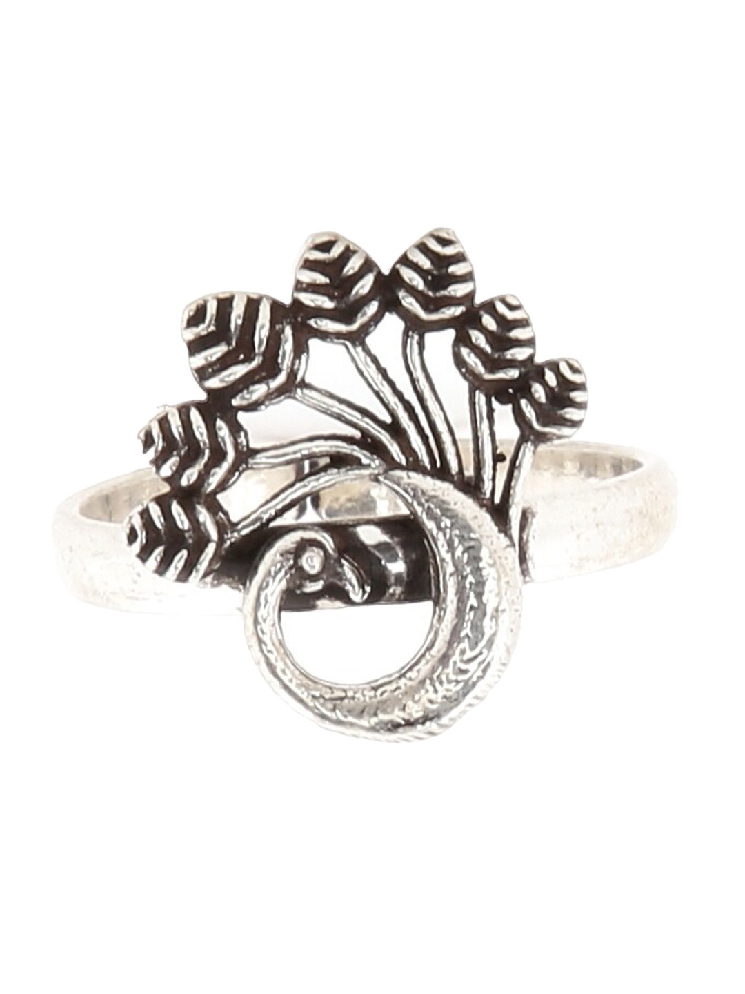 

ahilya Silver-Plated 92.5 Sterling Silver Adjustable Finger Ring