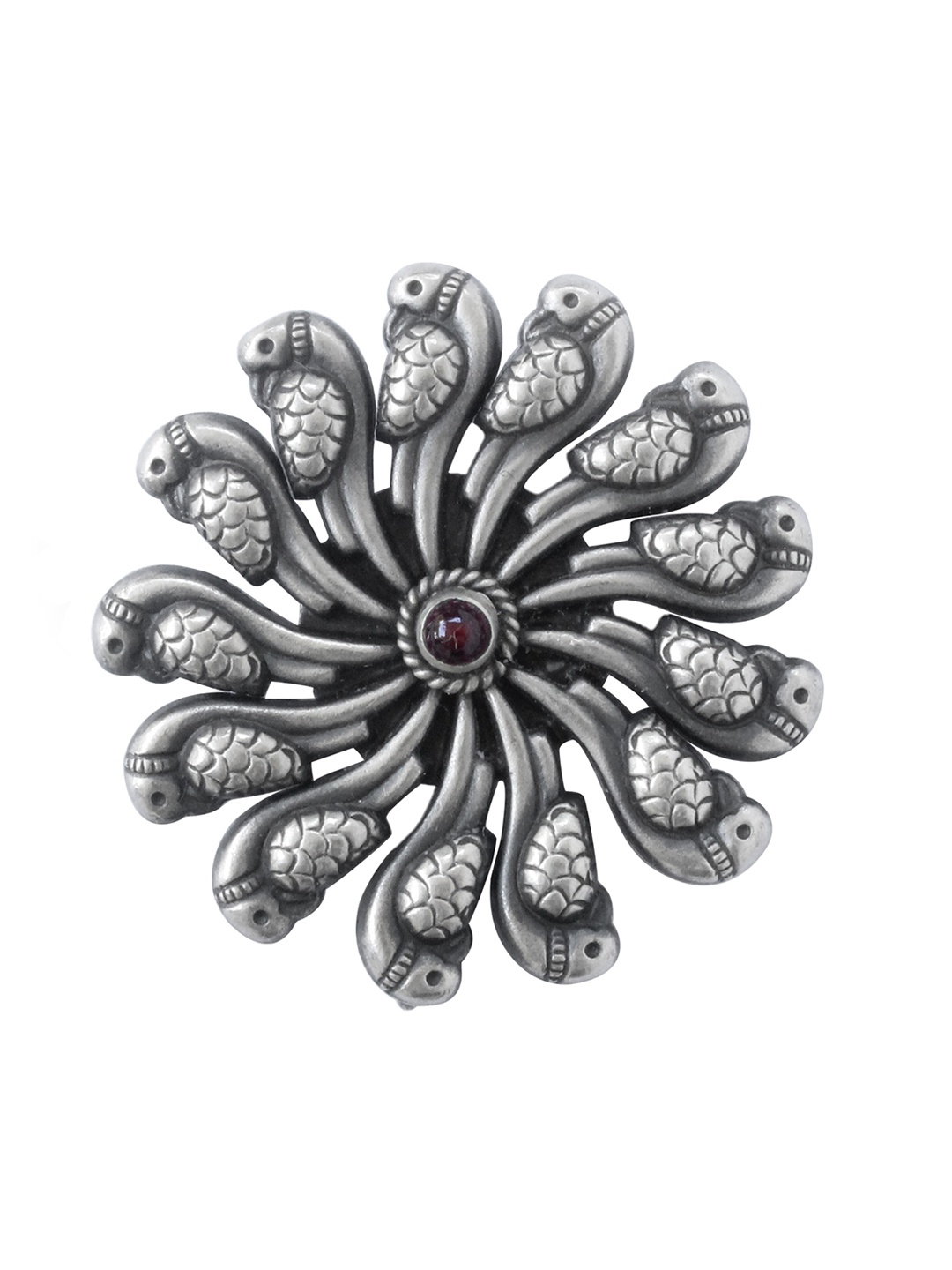 

ahilya Silver-Plated 92.5 Sterling Silver Parrot Radiating Cocktail Adjustable Finger Ring