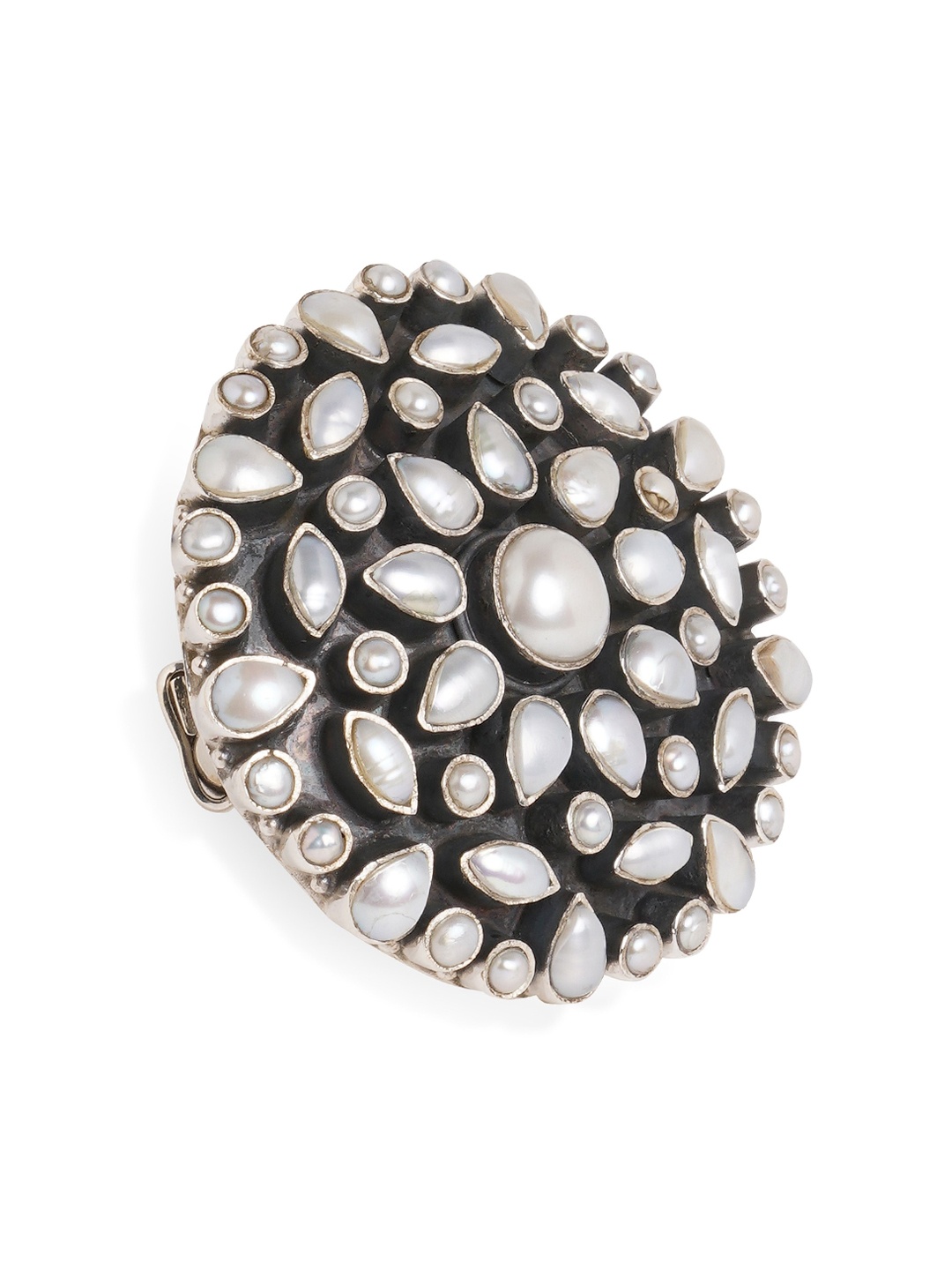 

ahilya 92.5 Sterling Silver Silver-Plated Cocktai Finger Ring
