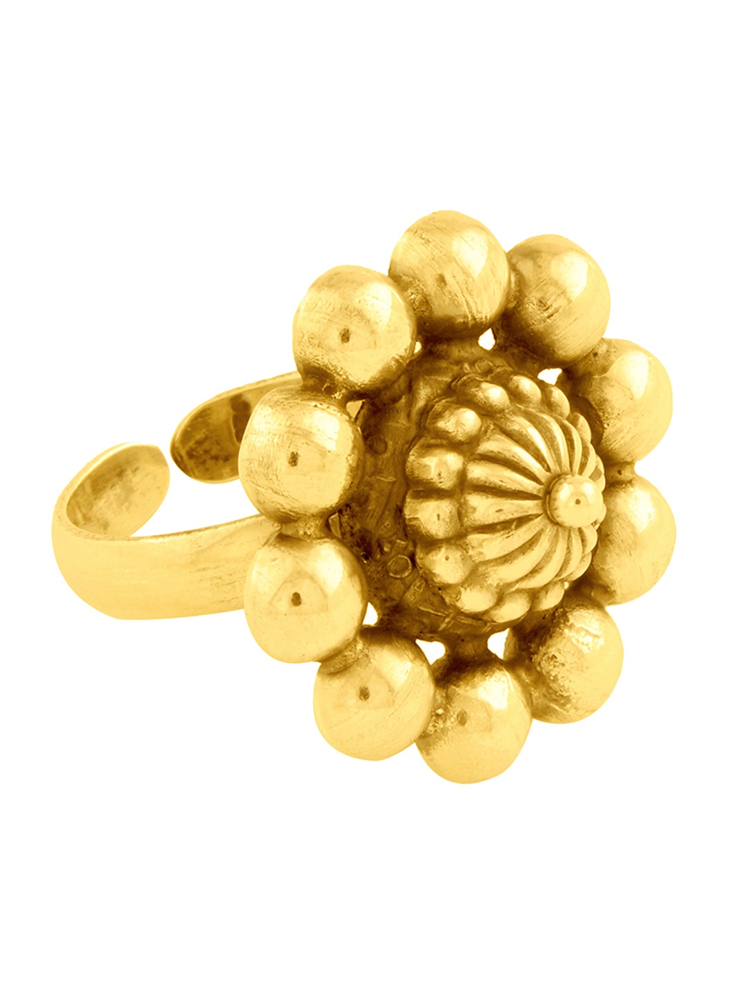 

ahilya 92.5 Sterling Silver Gold-Plated Temple Chakravat Finger Ring