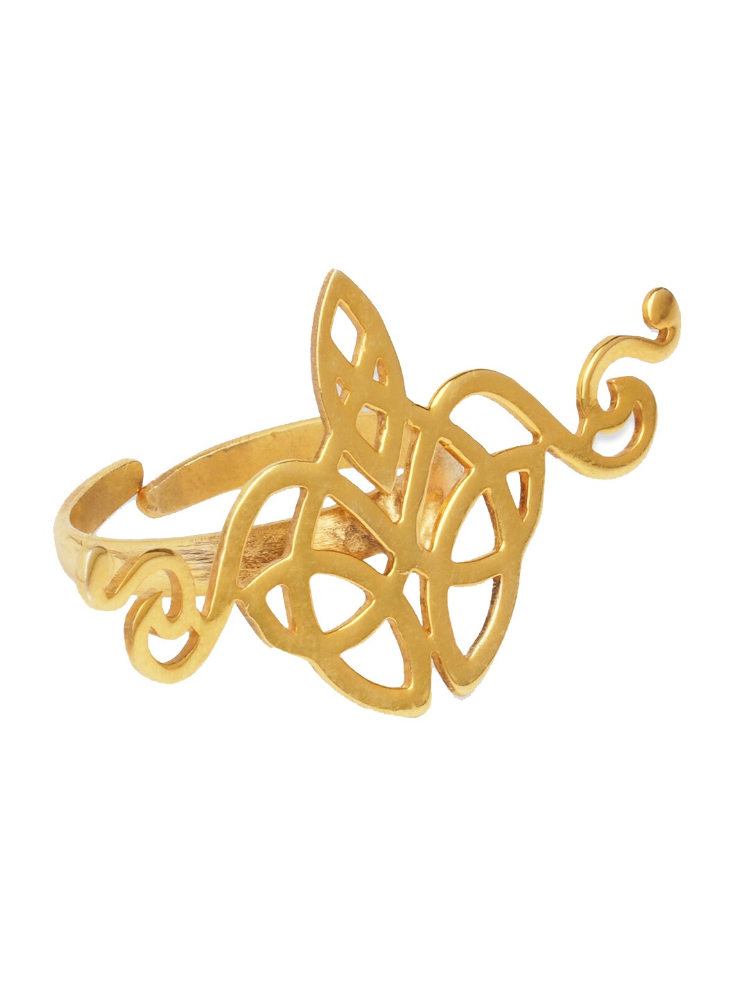 

ahilya 92.5 Sterling Silver Gold-Plated Adjustable Finger Ring