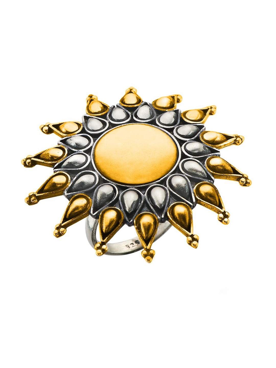 

ahilya 92.5 Sterling Silver Gold-Plated Adjustable Finger Ring