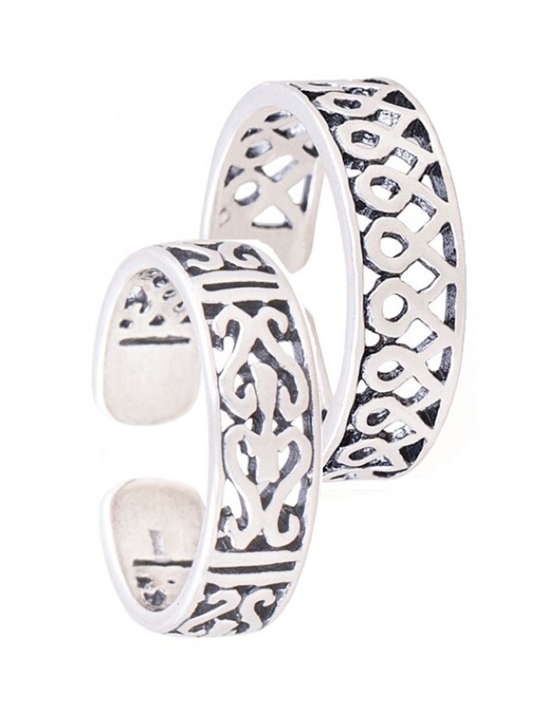 

ahilya 92.5 Sterling Silver Set of 2 Silver-Plated Couple Finger Rings