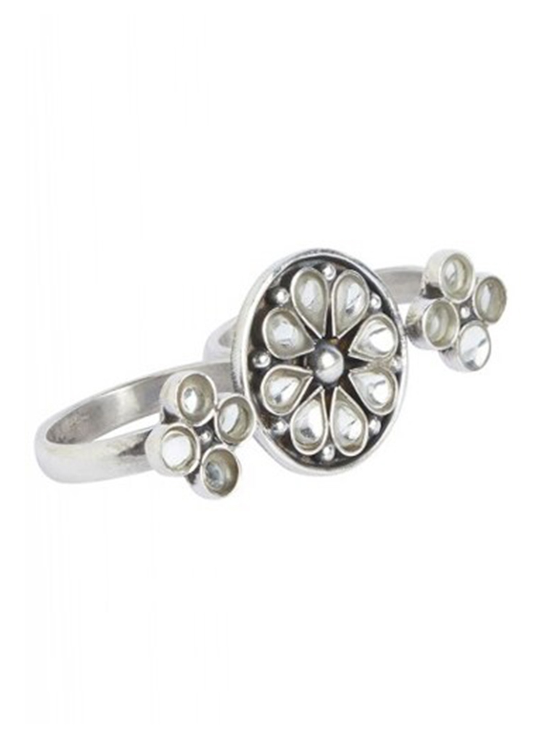 

ahilya Silver-Plated 92.5 Sterling Silver Adjustable Finger Ring