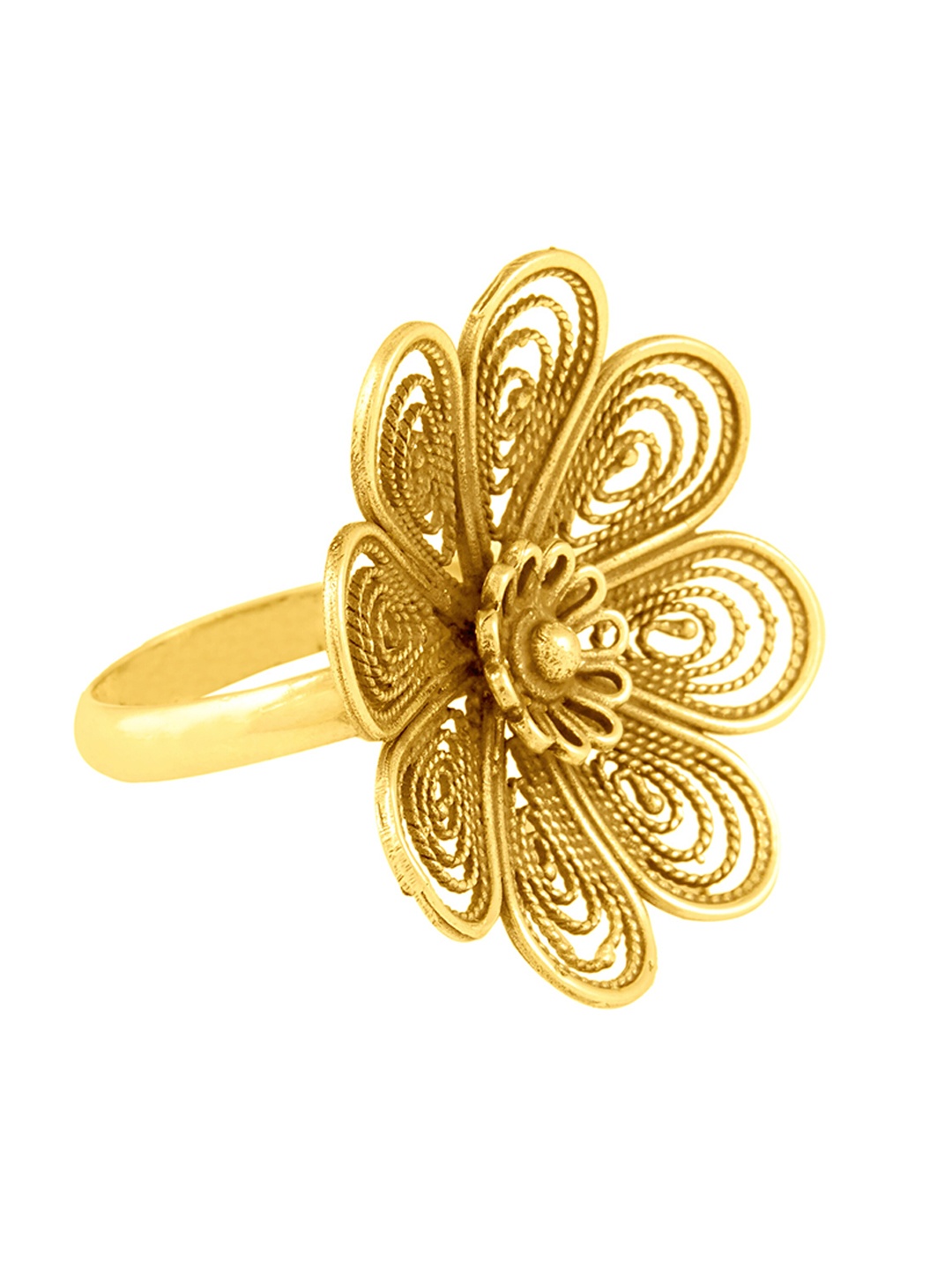 

ahilya 92.5 Sterling Silver Gold-Plated Designed Finger Ring