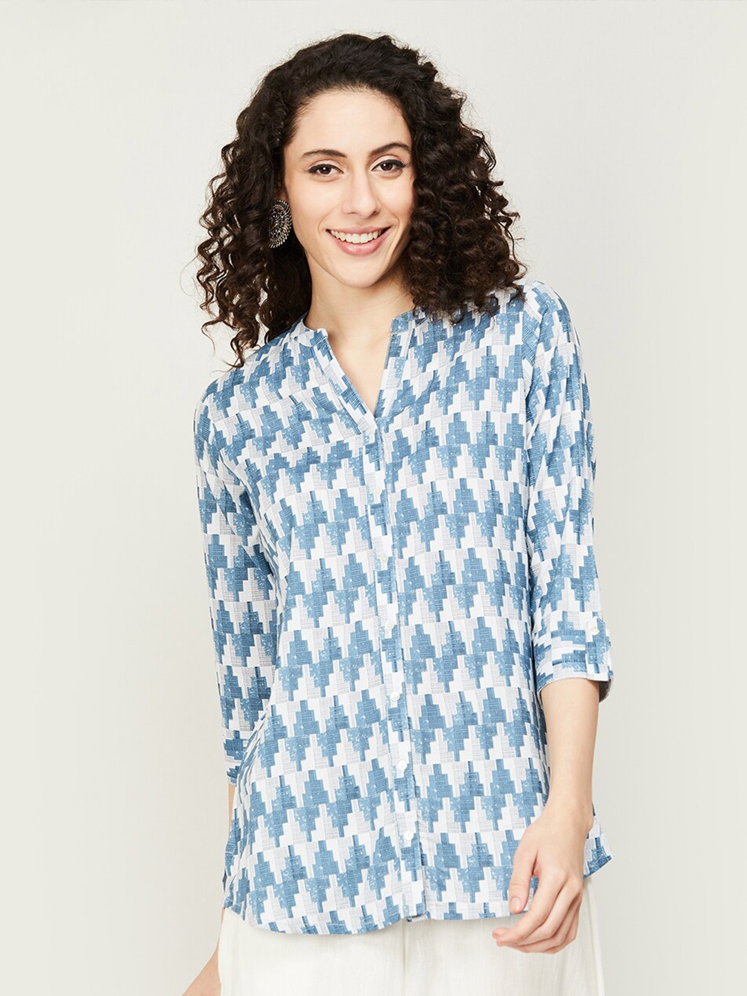 

Melange by Lifestyle Geometric Printed Kurti, Blue