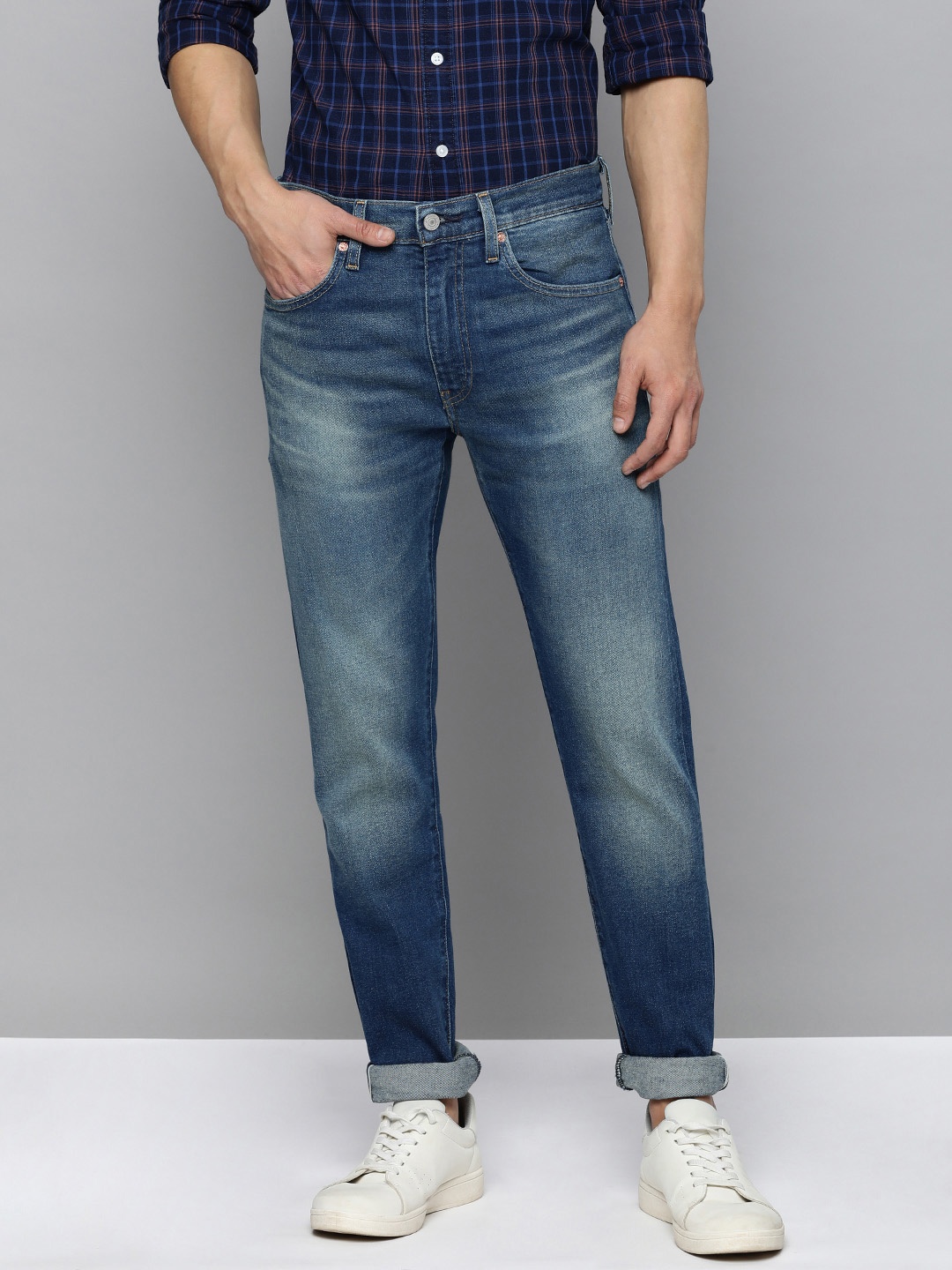 

Levis 512 Men Blue Slim Tapered Fit Low-Rise Heavy Fade Stretchable Jeans