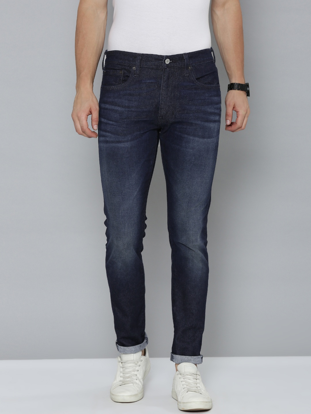 

Levis Men 512 Slim Fit Low-Rise Heavy Fade Stretchable Jeans, Navy blue
