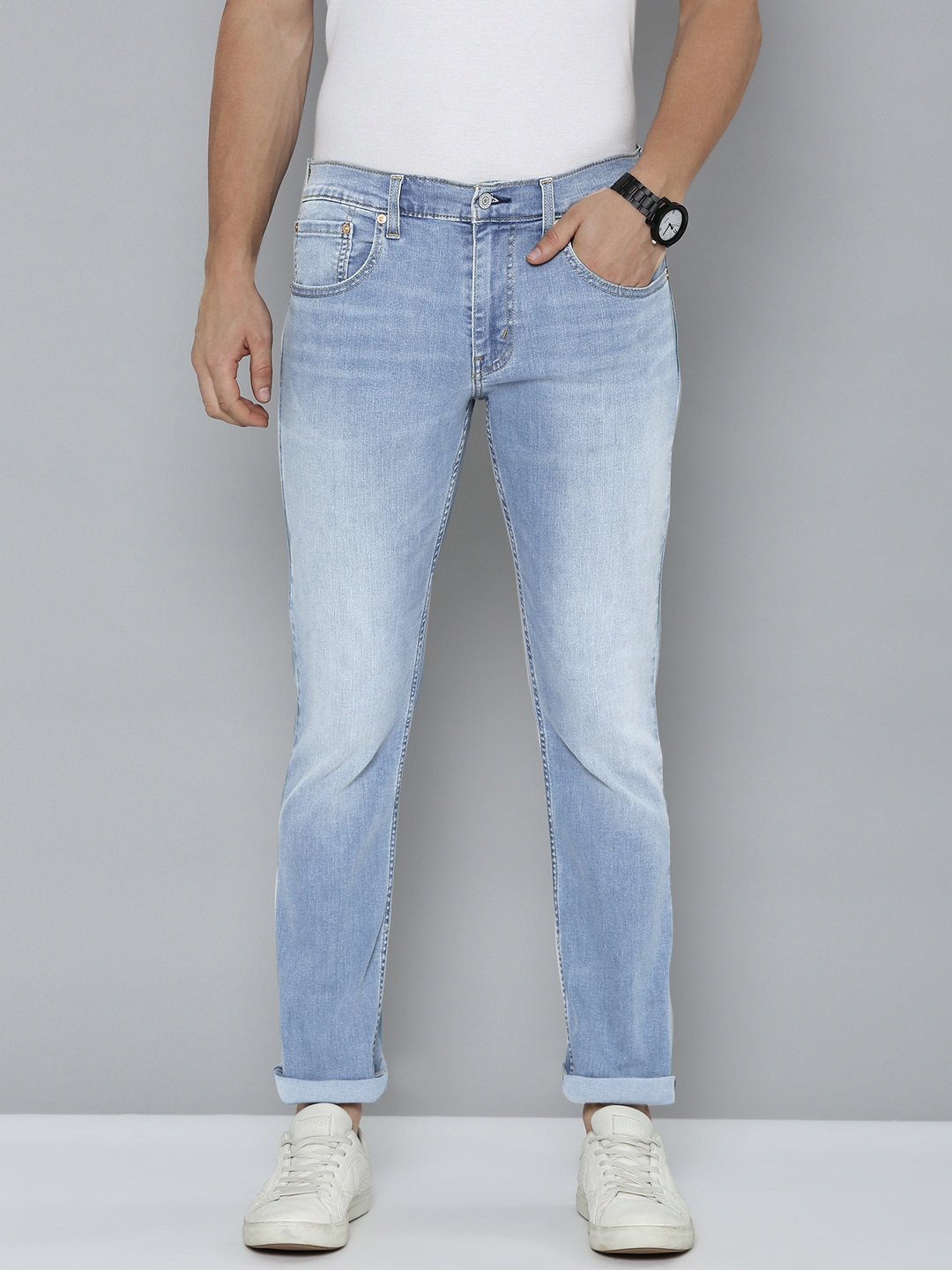 

Levis Men Mid Rise Skinny Fit Heavy Fade Stretchable Jeans, Blue