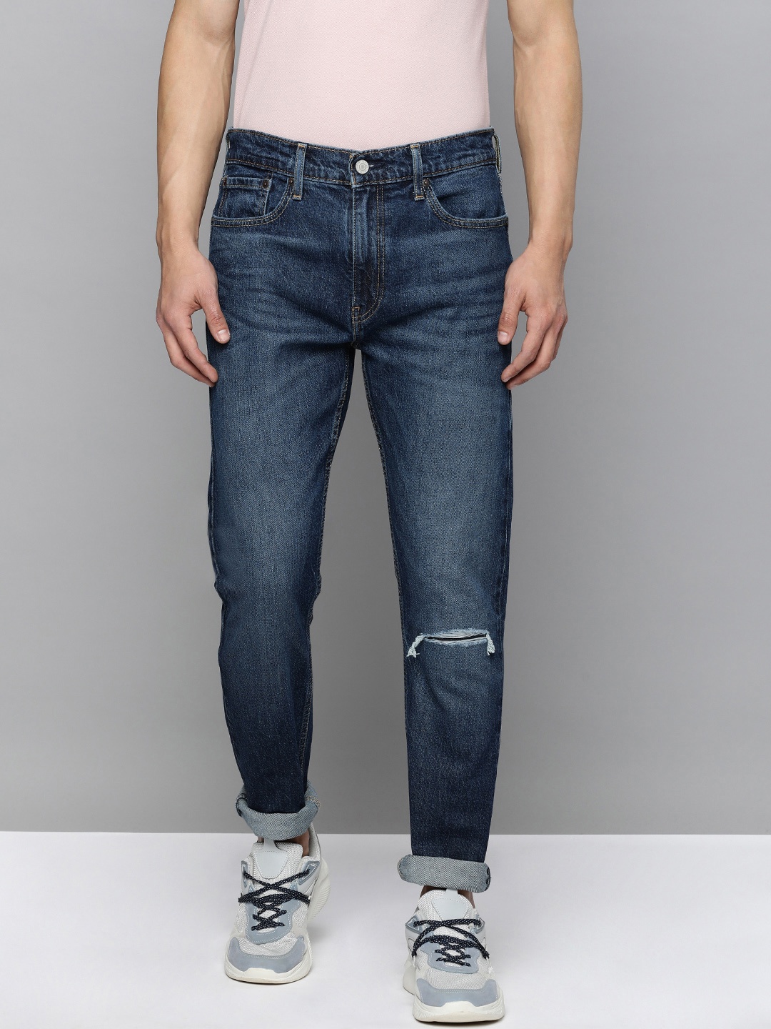 

Levis Men Tapered Fit Faded Ripped Jeans, Blue