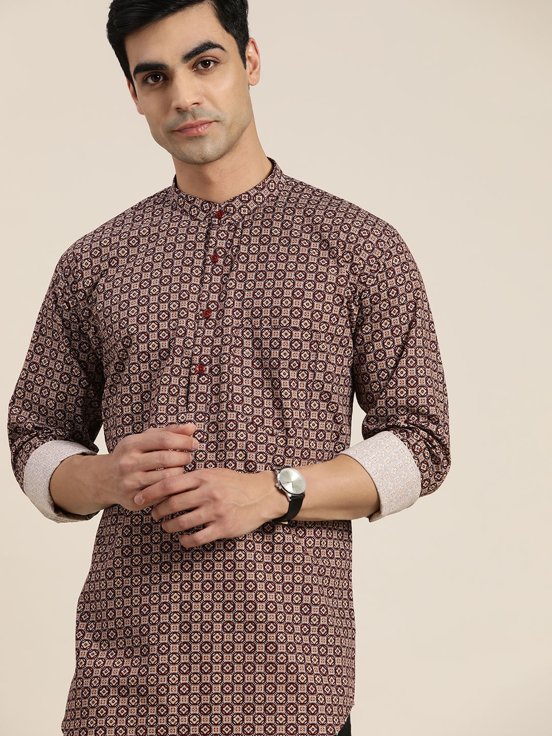 

Hancock Kalamkari Printed Pure Cotton Straight Kurta, Burgundy