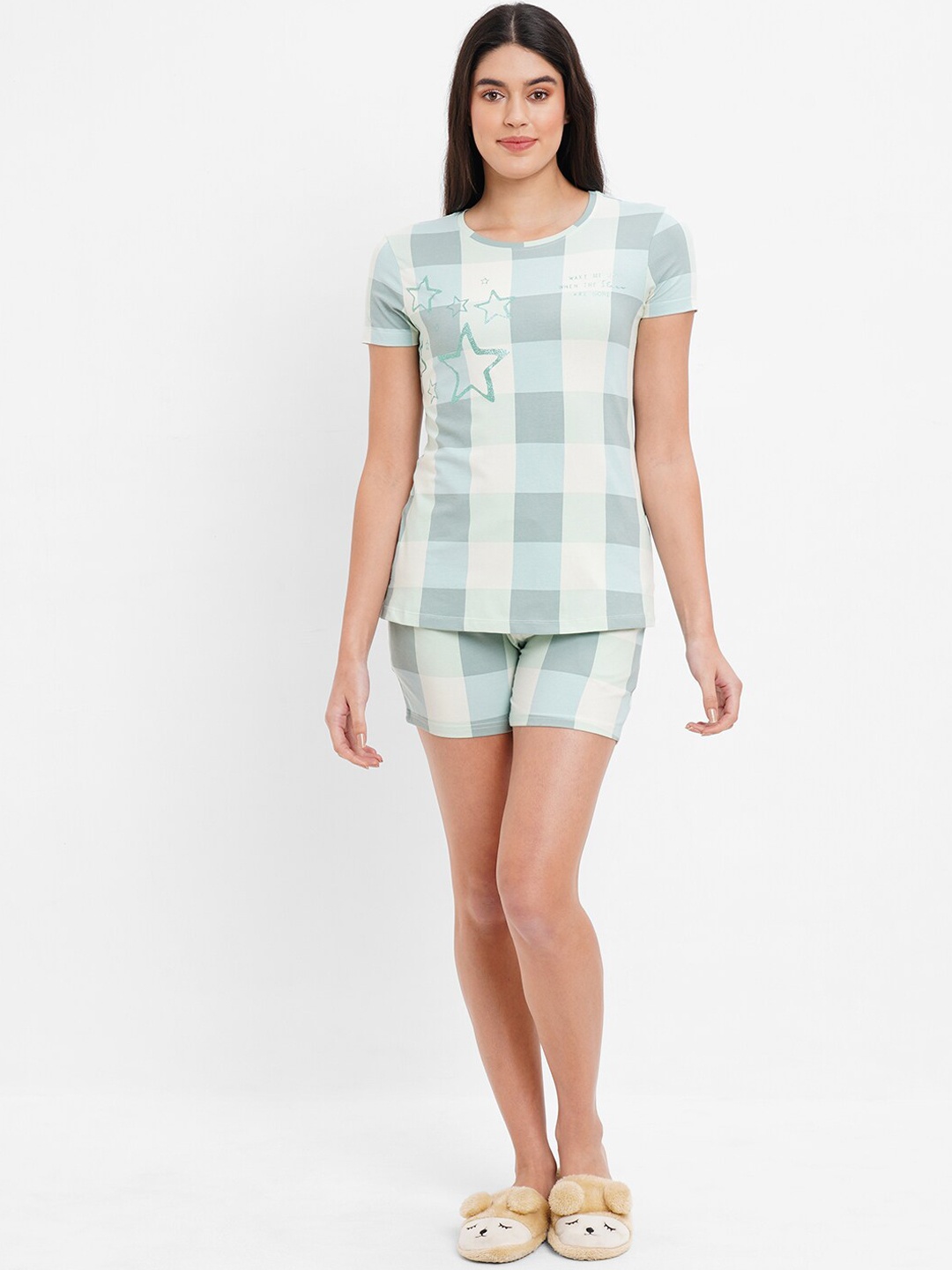 

Sweet Dreams Checked Night Suit, Blue