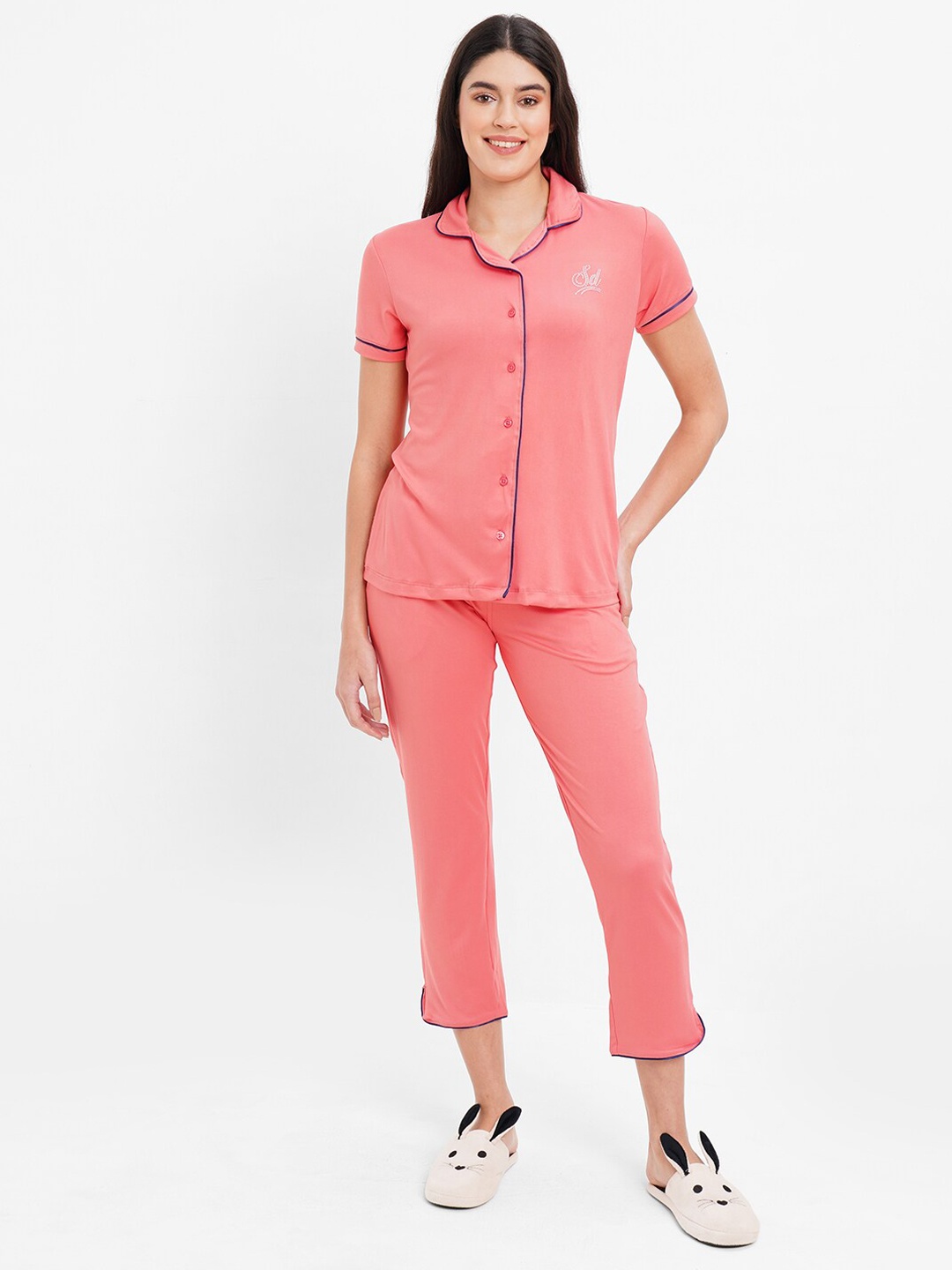 

Sweet Dreams Pure Cotton Night Suit, Peach