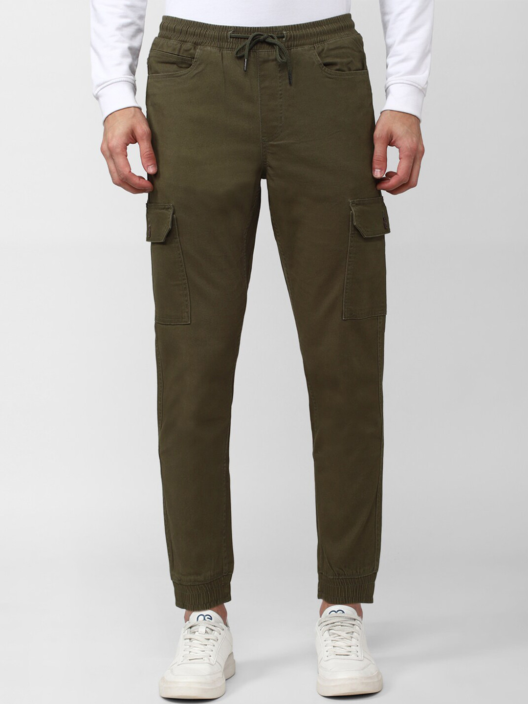 

Peter England Casuals Men Mid-Rise Slim-Fit Joggers, Olive