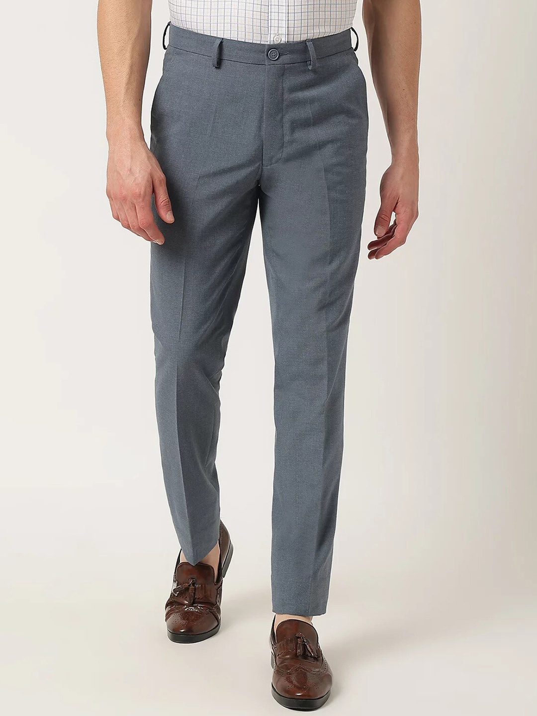 

Marks & Spencer Men Mid-Rise Tapered Fit Trousers, Blue