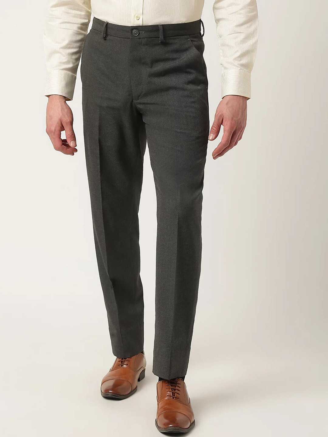 

Marks & Spencer Men Tapered Fit Formal Trousers, Charcoal